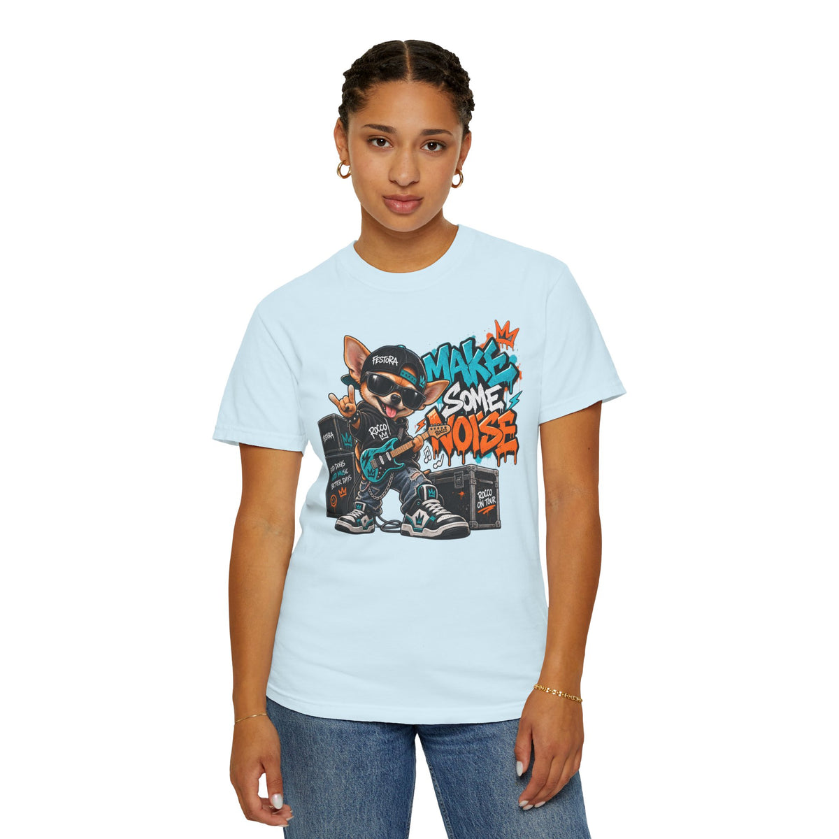 Make Some Noise Rocco Graphic T-Shirt — Streetwear Rock Dog Tee