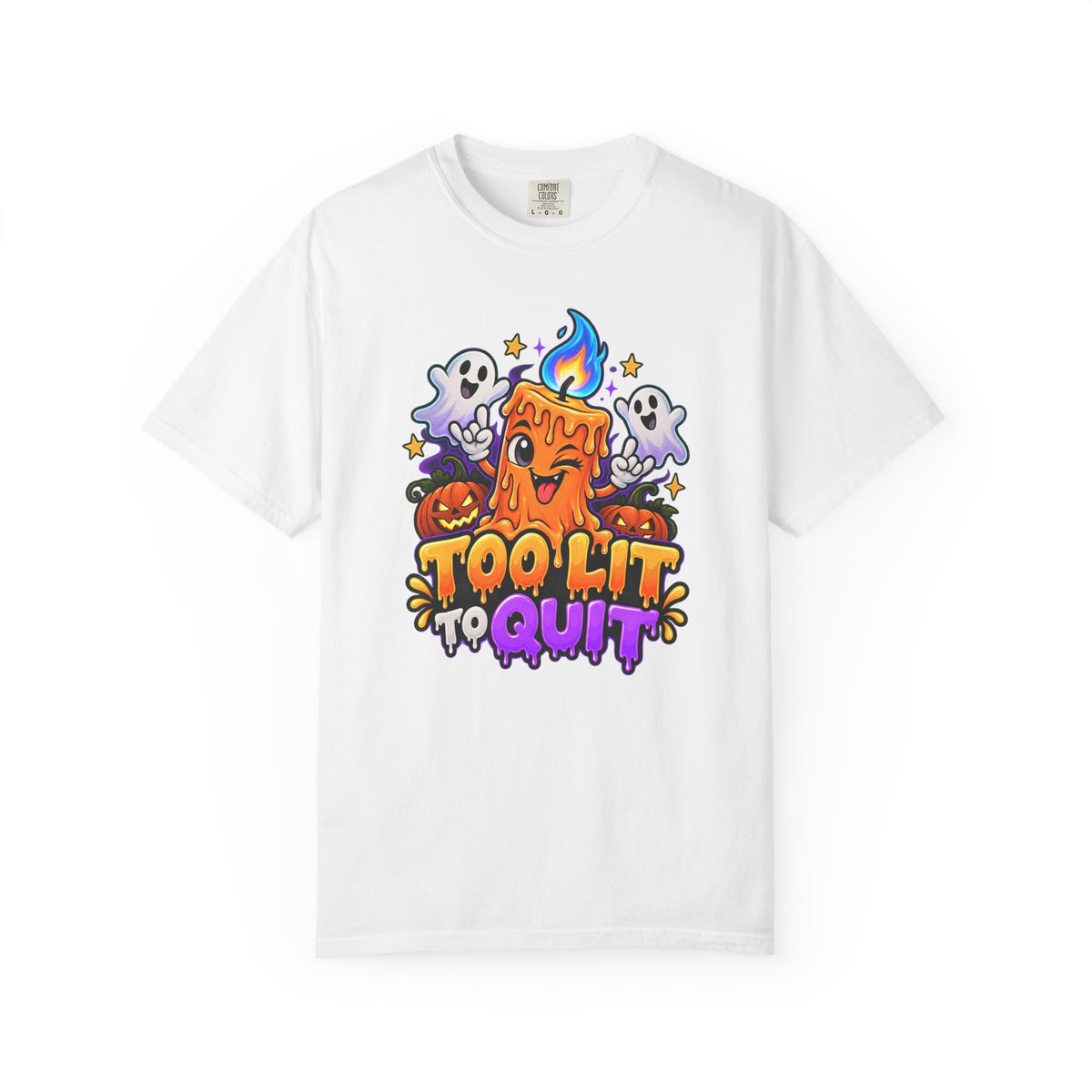 Too Lit to Quit – Funny Halloween Candle T-Shirt