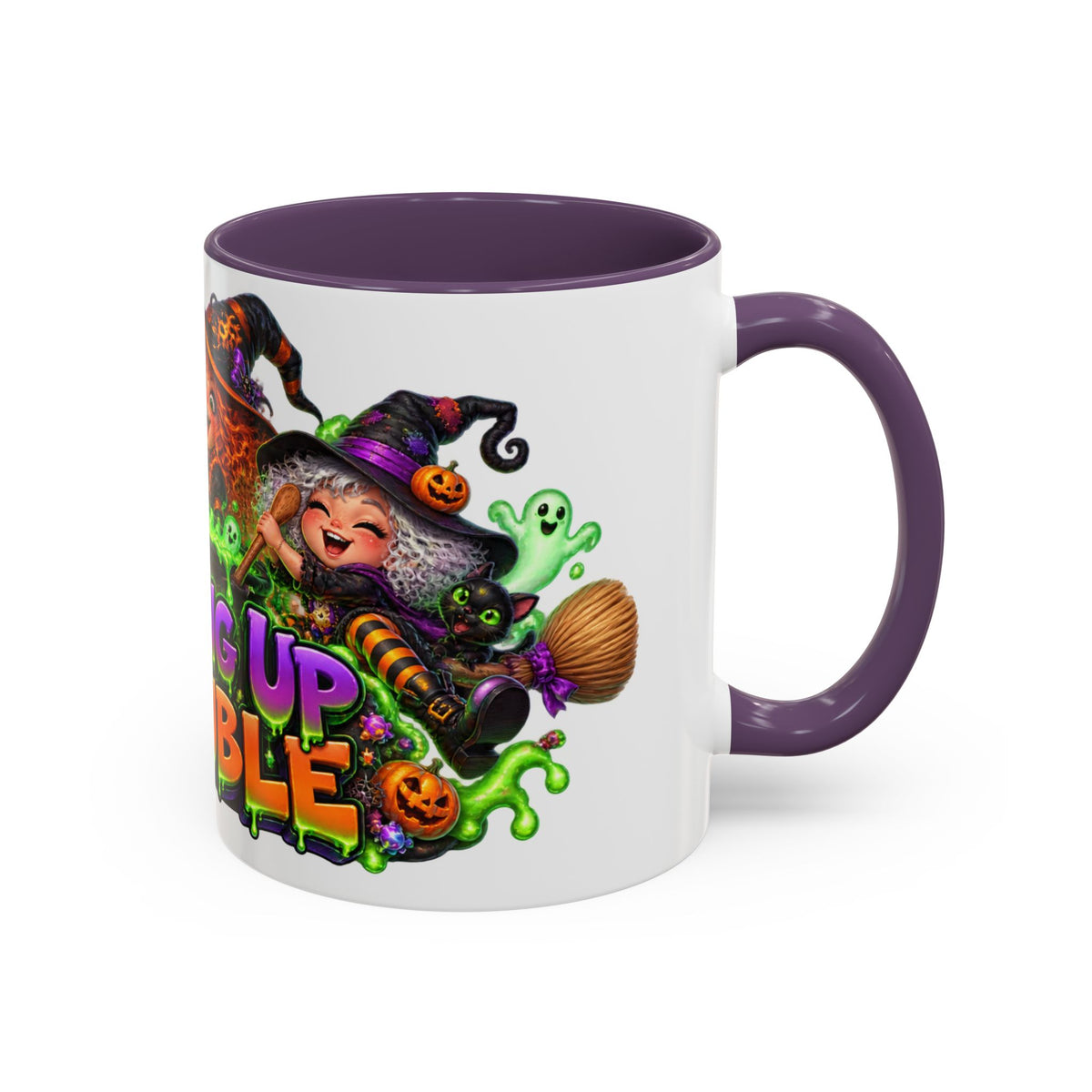 Brewing Up Trouble Witches Halloween White Mug
