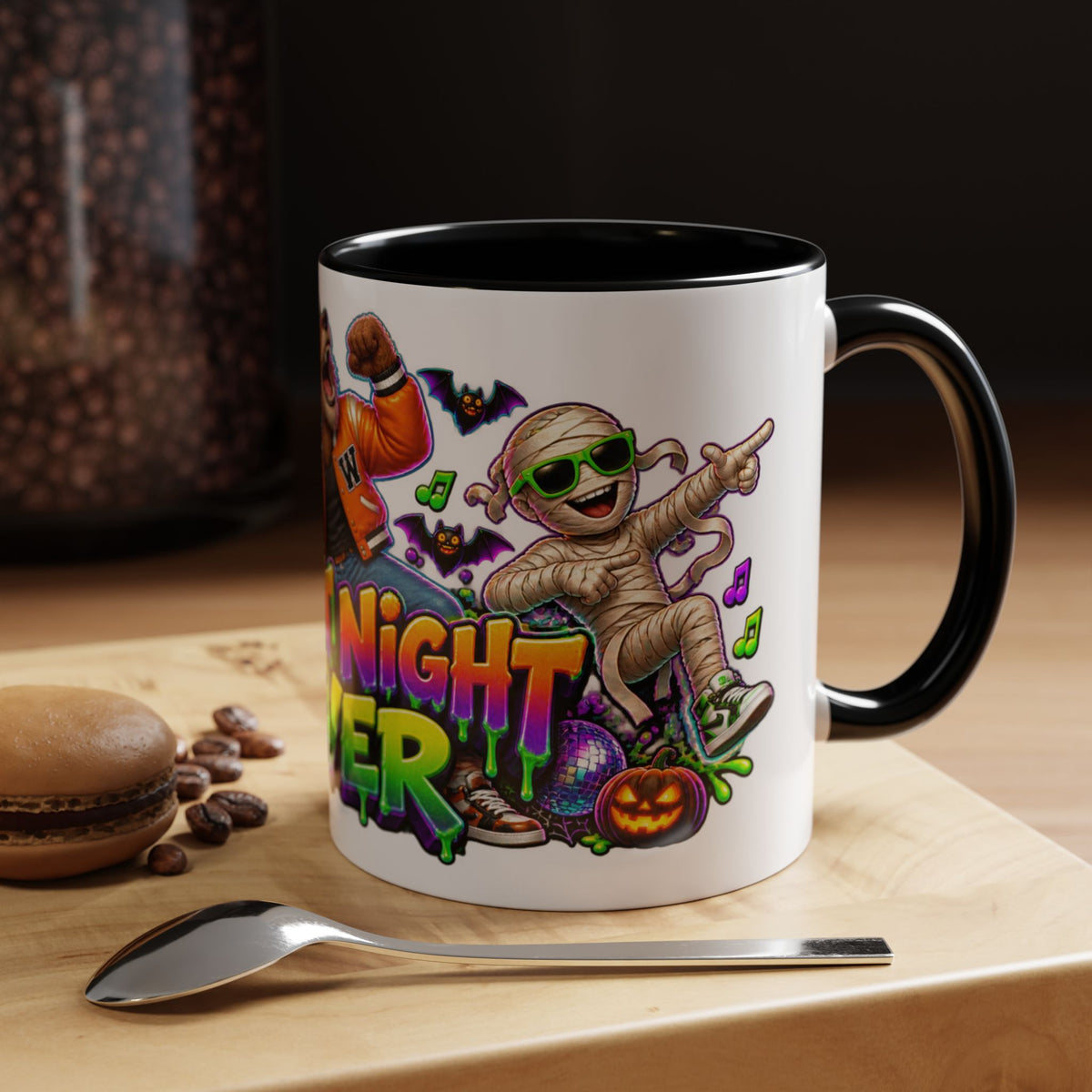 Fright Night Fever Dancing Monsters Halloween White Mug