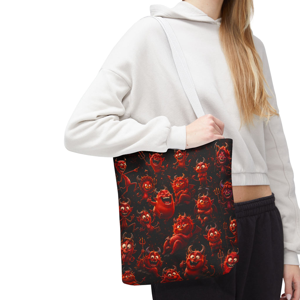 Funny Red Devils Tote Bag - Cute Mischievous Demon All-Over Print