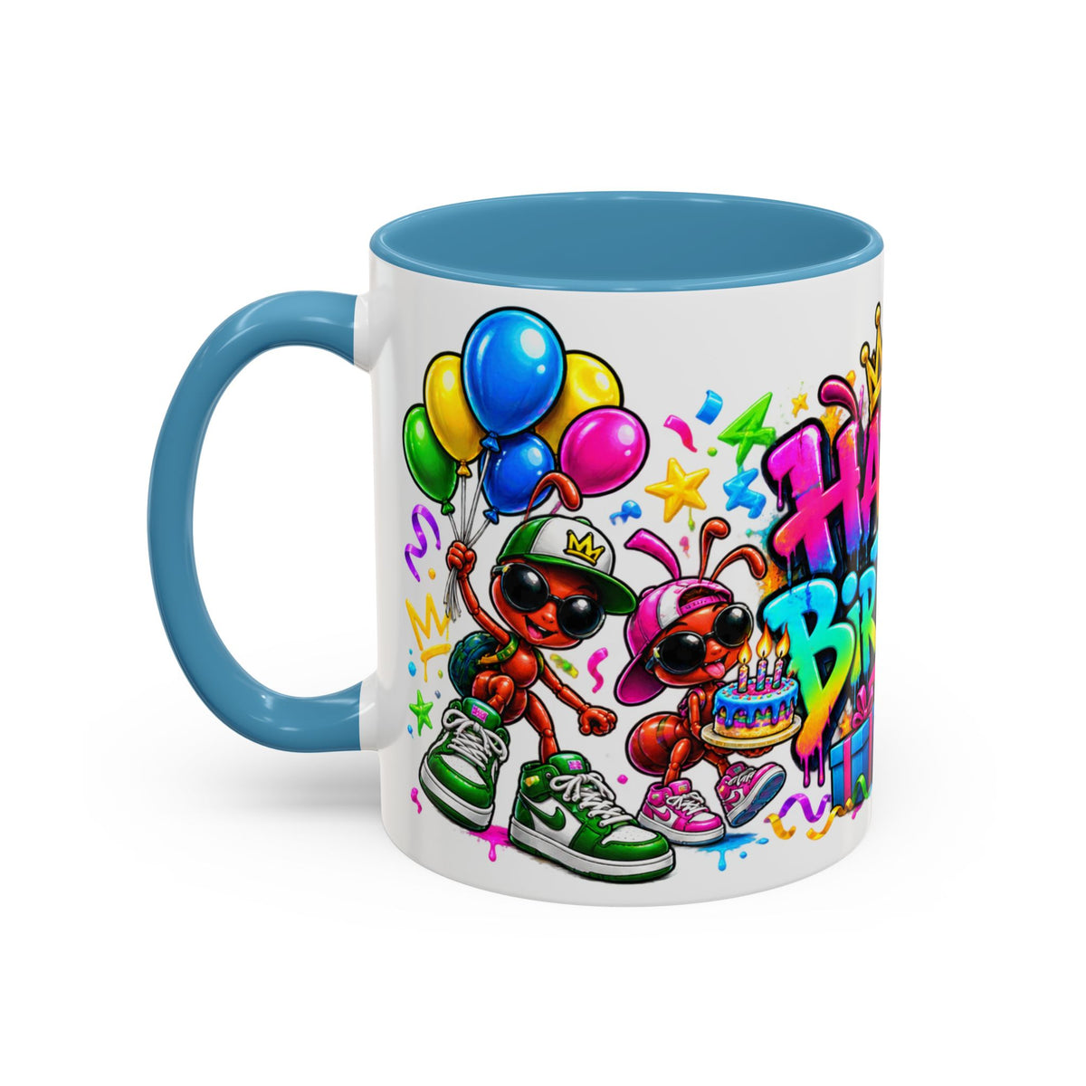Happy Birthday Accent Coffee Mug - Colorful Graffiti Party Design (11 oz)