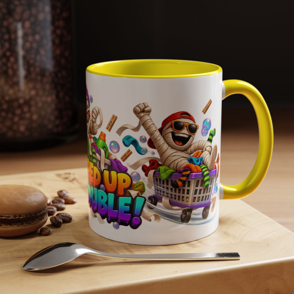 Wrapped Up in Trouble Mummy Halloween White Mug