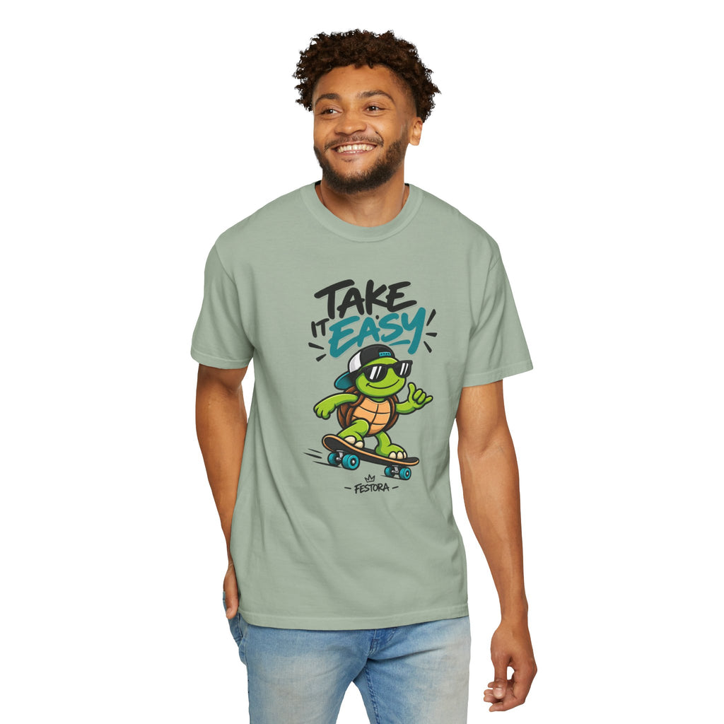 Take It Easy Skate Turtle Graphic T-Shirt | Festora Everyday
