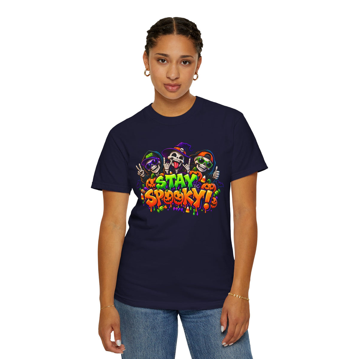 Stay Spooky Halloween T-Shirt – Funny Skeleton Crew Colorful Graphic Tee