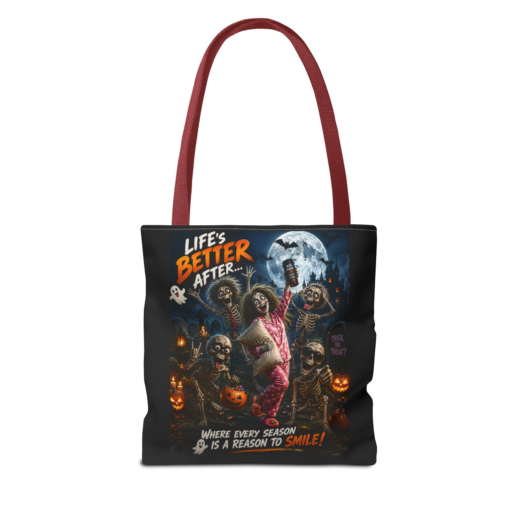 Halloween Horror Tote Bag - "Life's Better After" Trick-or-Treat Pumpkin Design