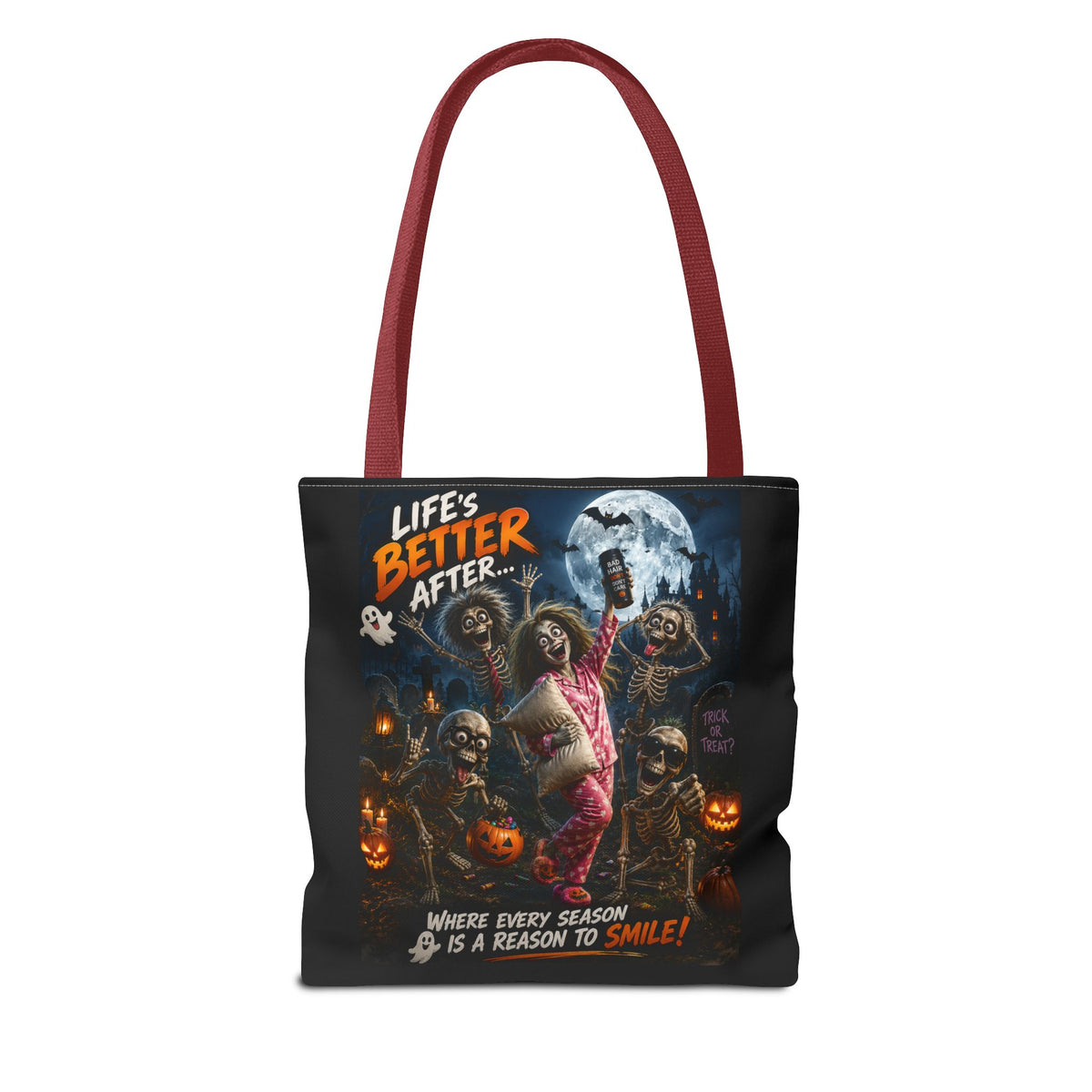 Halloween Horror Tote Bag - "Life's Better After" Trick-or-Treat Pumpkin Design