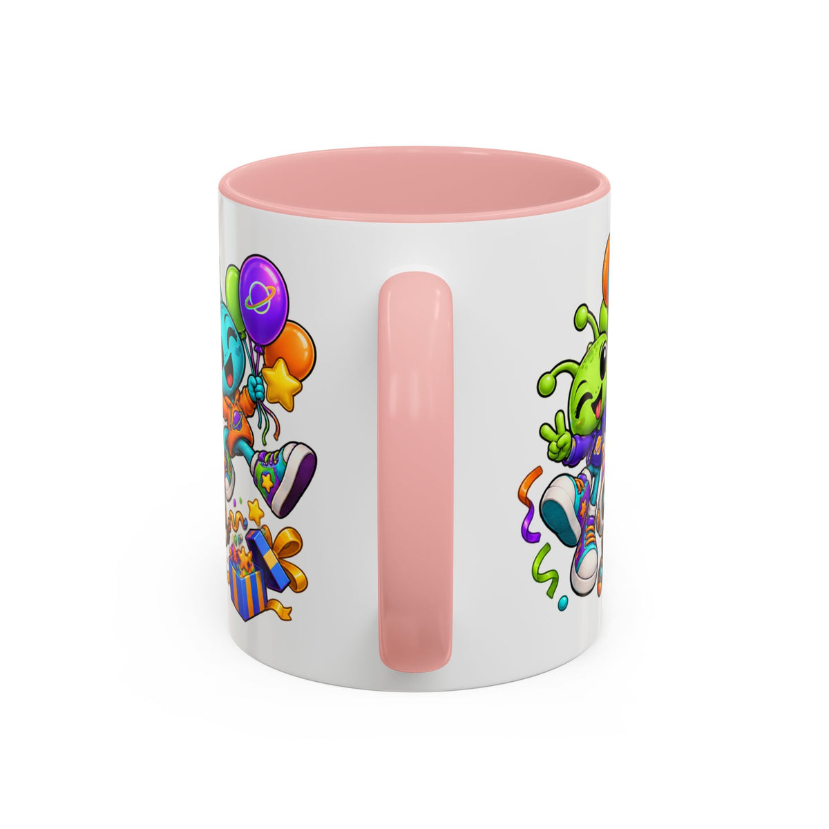 Happy Birthday Alien Mug – Colorful Space Party Cup with Cute Aliens & Robots