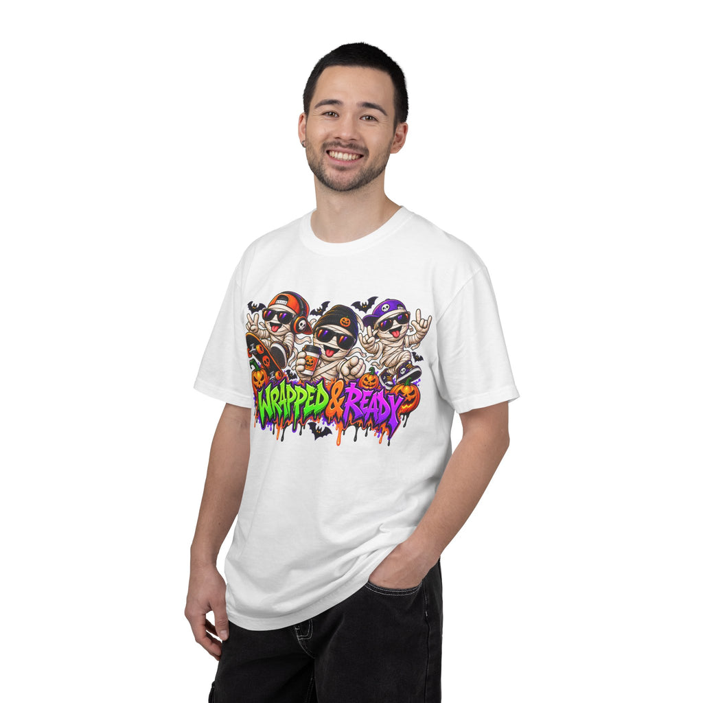 Wrapped & Ready – Halloween Mummy Crew Graphic T-Shirt