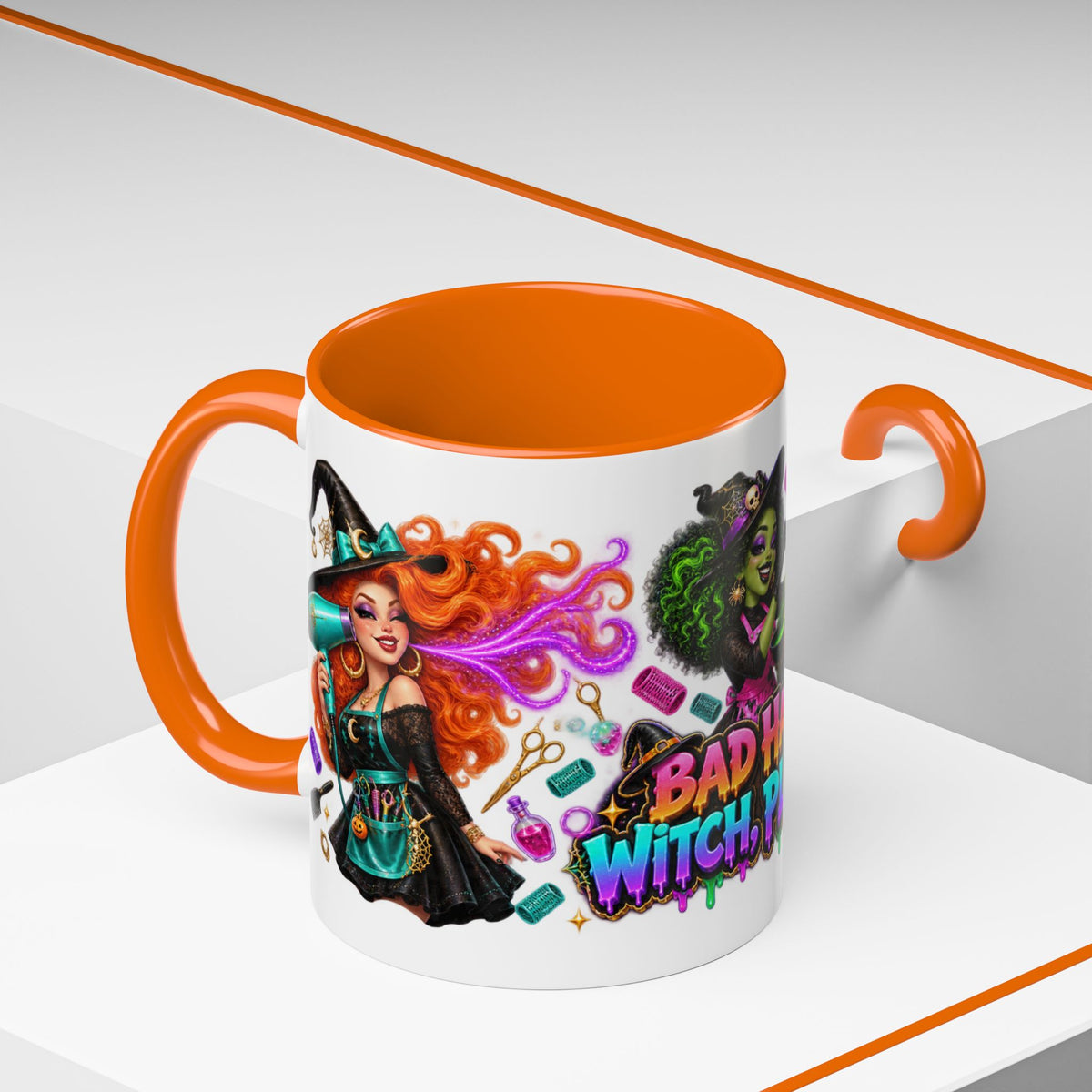 Bad Hair Witch Please Halloween Hairstylist White Mug