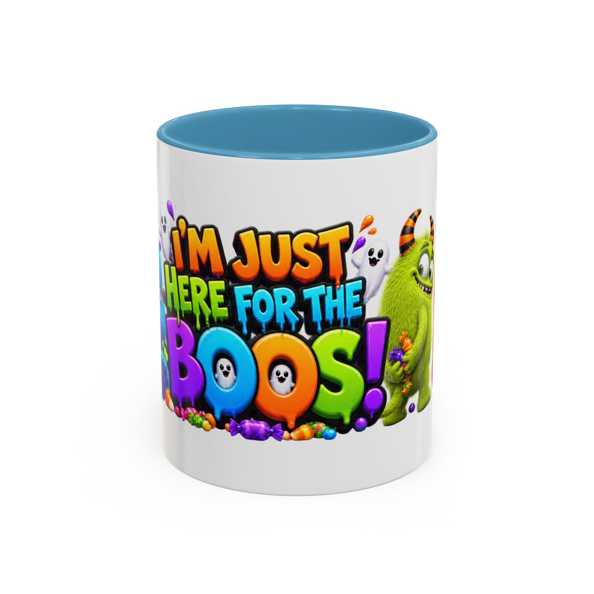 I’m Just Here for the Boos Funny Halloween Monster White Mug