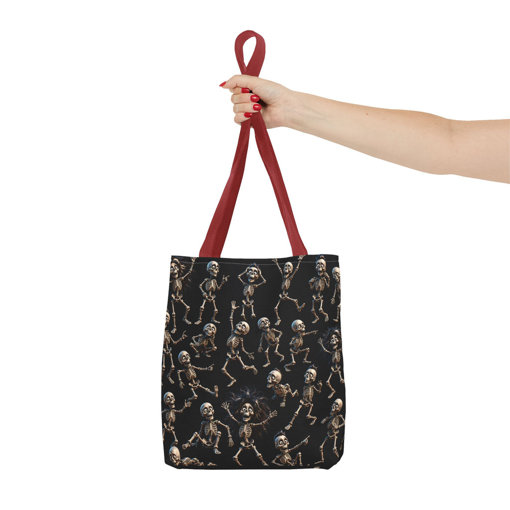 Spooky Skeleton Crew Halloween Tote Bag - Cute 3D Skeleton Pattern