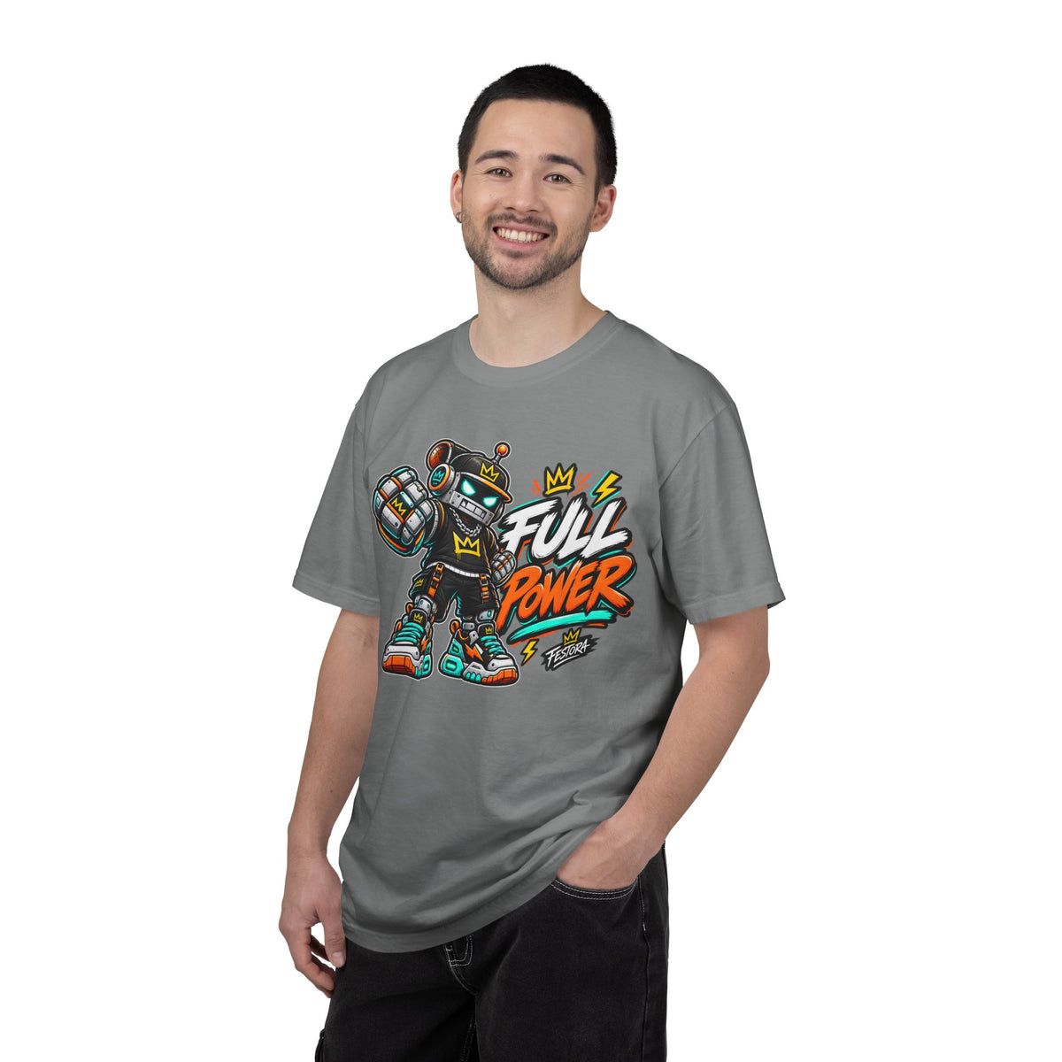 Full Power Robot Graphic T-Shirt — Retro Streetwear Tee