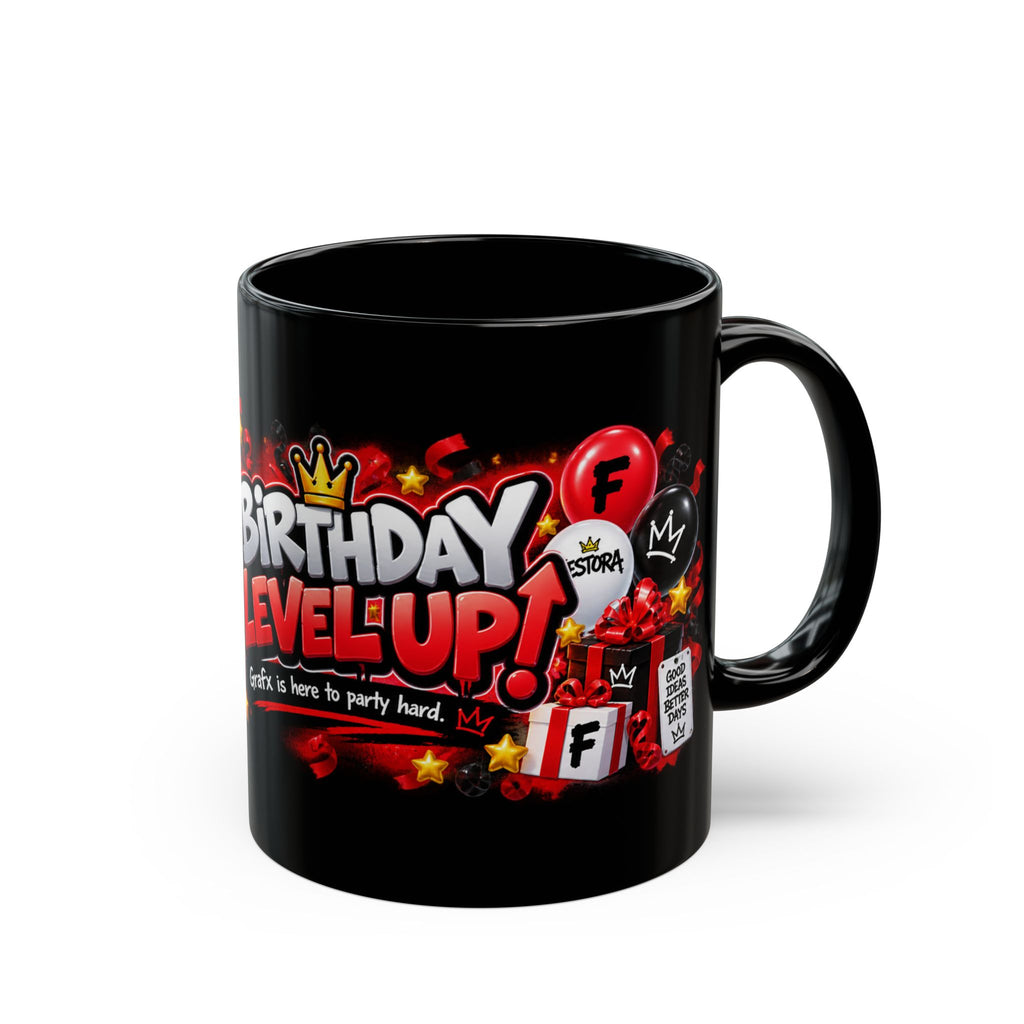 Birthday Level Up Festora Bot Mug – Grafx Robot Birthday Coffee Cup