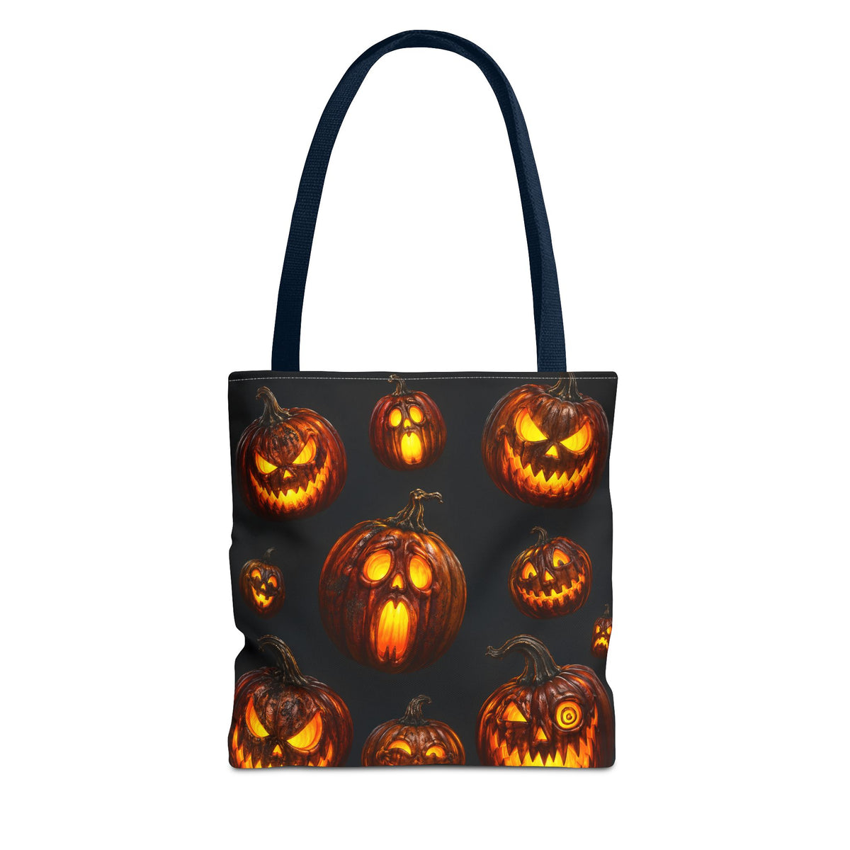 Halloween Jack-o'-Lantern Tote Bag — Spooky Pumpkin All-Over Print Trick-or-Treat Tote