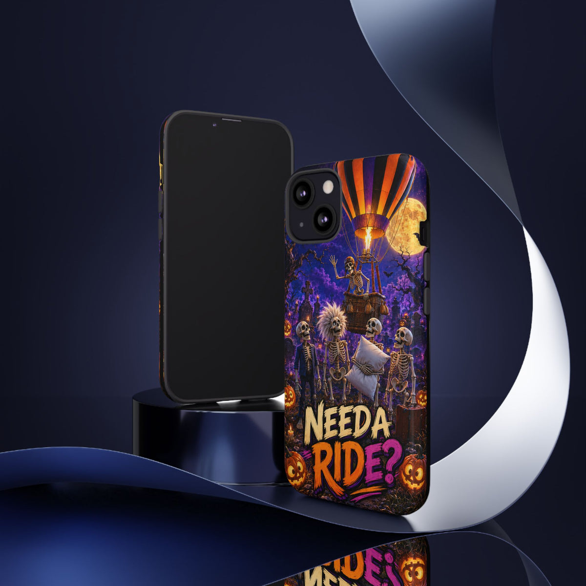 Halloween Skeleton Phone Case — “Needa Ride?” Hot Air Balloon Design