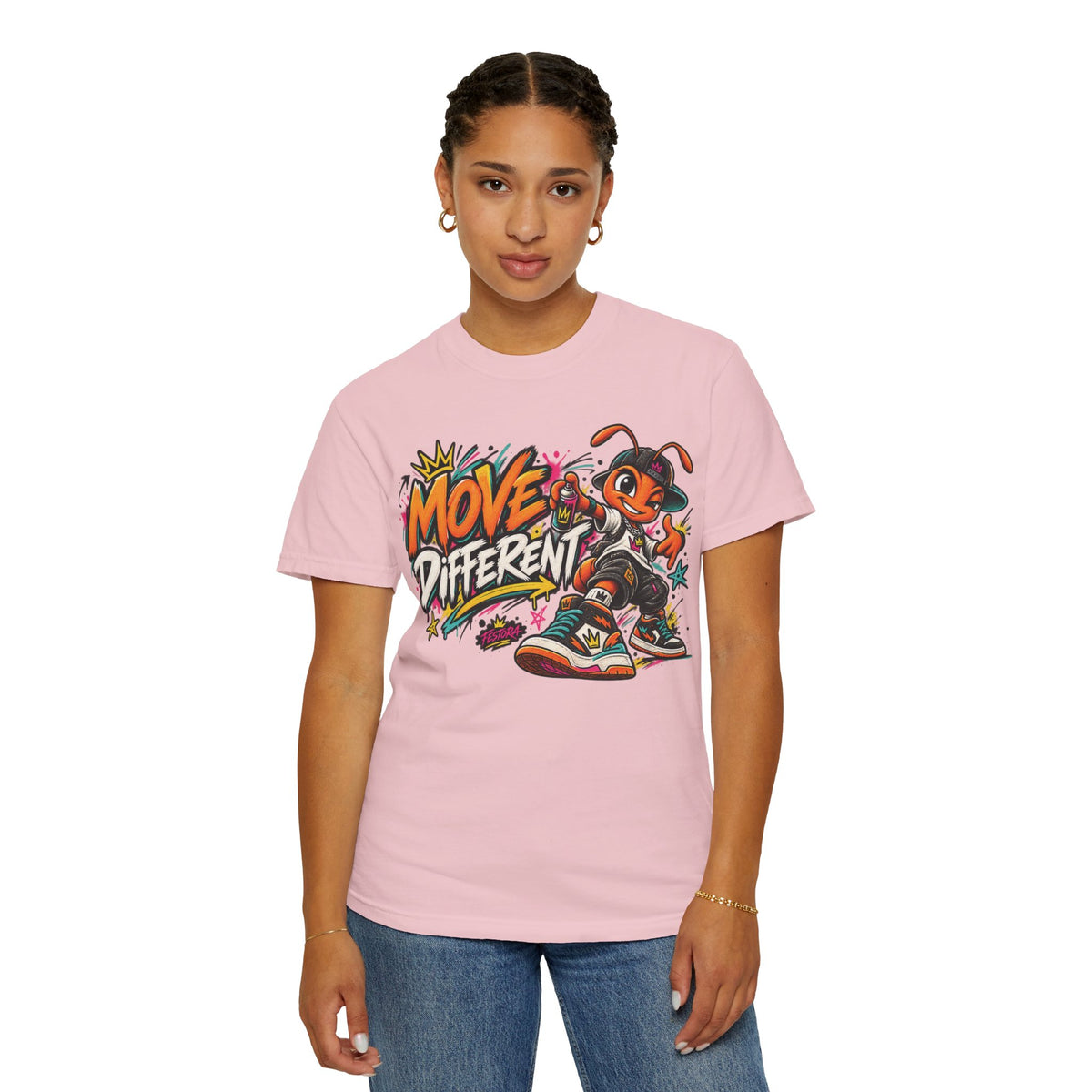 Move Different Graphic T-Shirt — Streetwear Skate Ant Mascot Design
