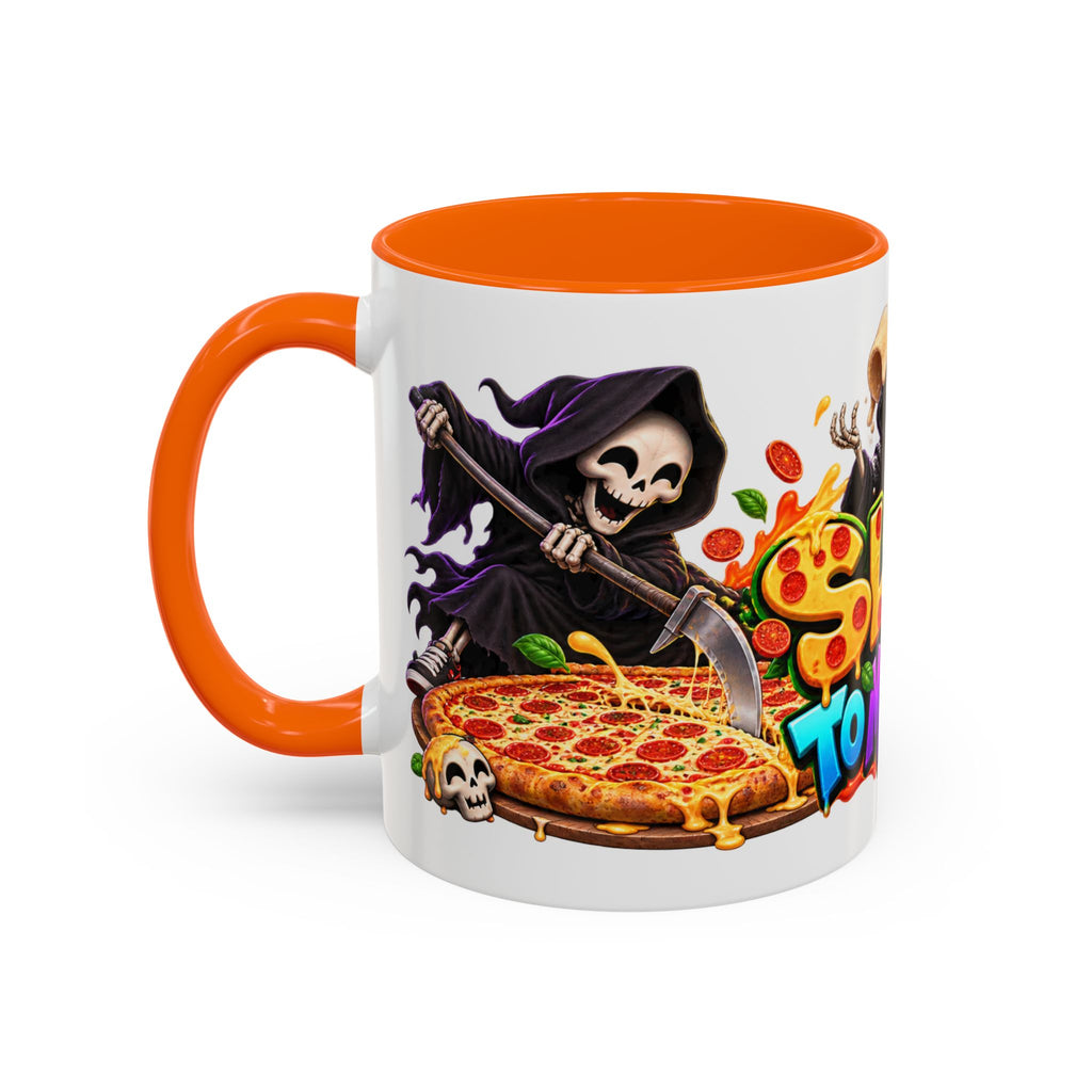 Slice to Meet You Funny Grim Reaper Pizza Halloween White Mug