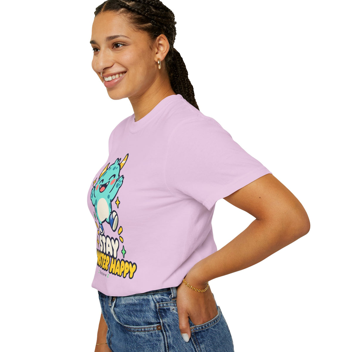 Stay Monster Happy – Cute Monster Graphic T-Shirt