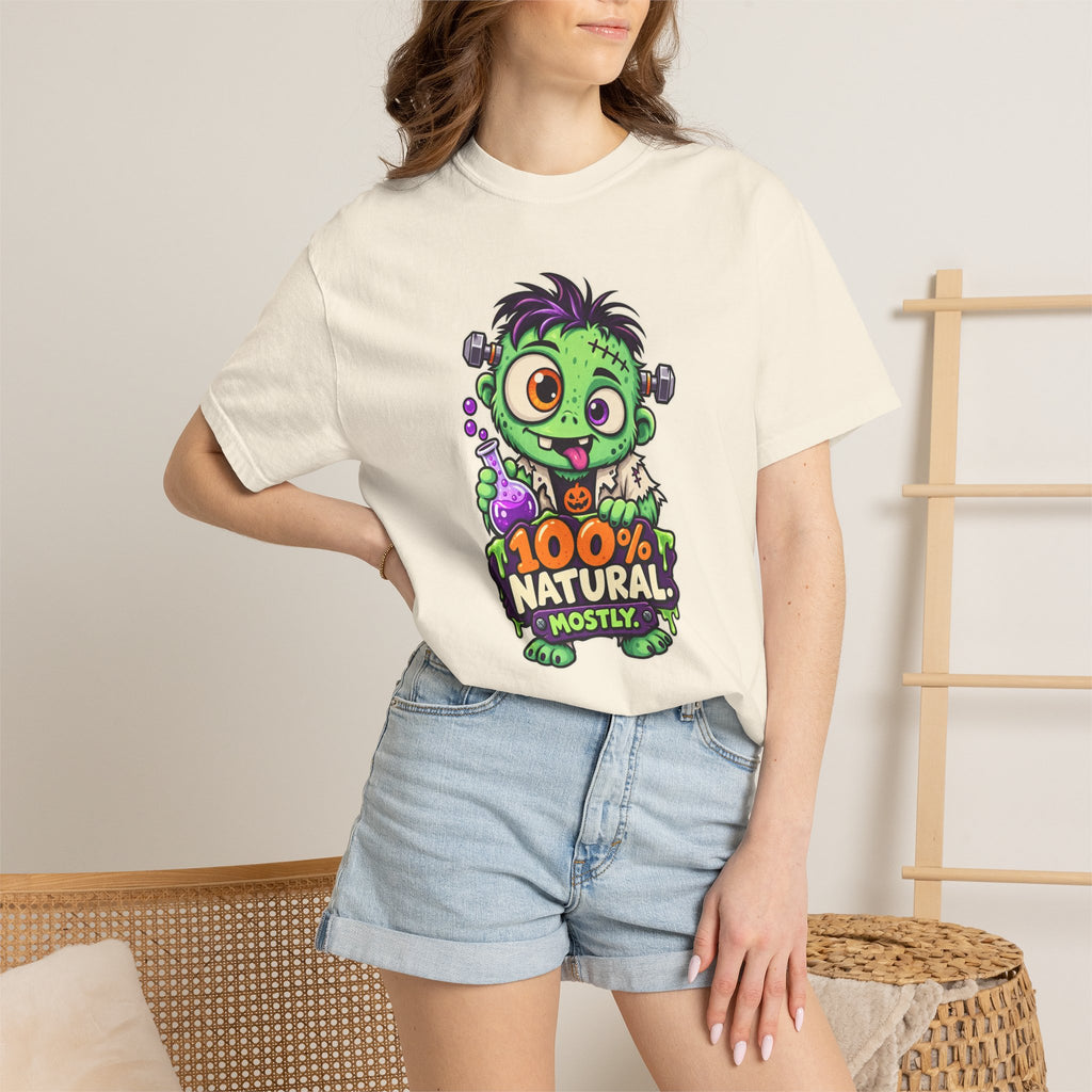 100% Natural. Mostly. – Cute Halloween Lab Monster T-Shirt