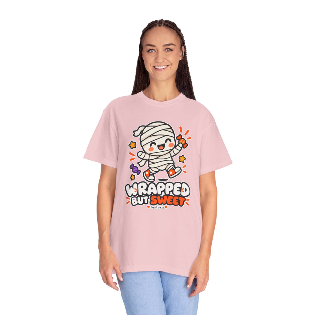 Wrapped but Sweet Halloween T-Shirt | Cute Mummy Graphic Tee