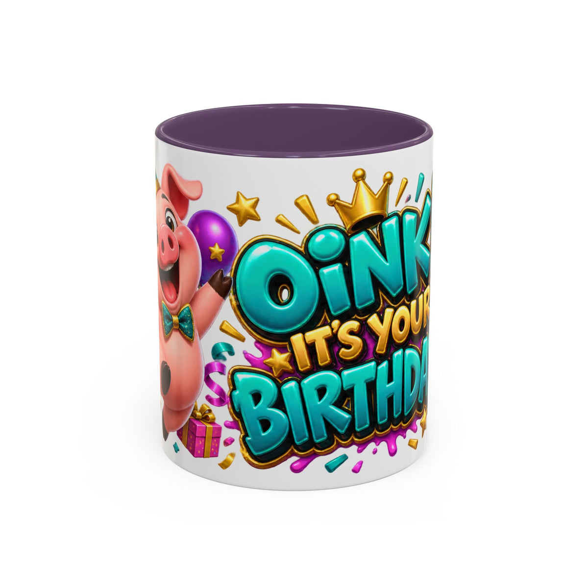 Oink! It’s Your Birthday White Mug – Cute Pig Birthday Cup, Colorful Funny Party Gift