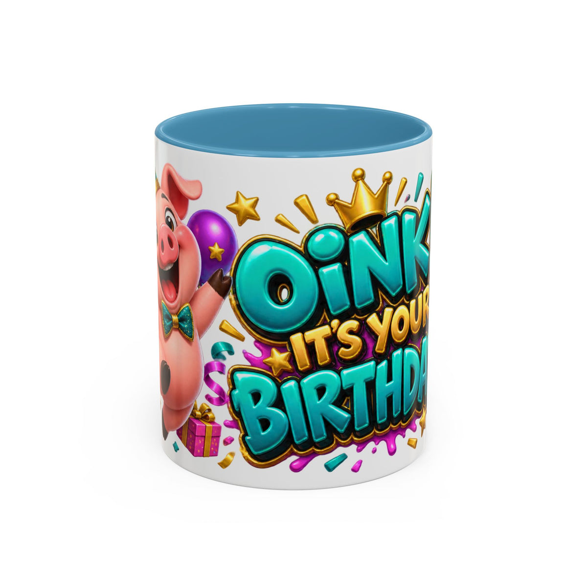 Oink! It’s Your Birthday White Mug – Cute Pig Birthday Cup, Colorful Funny Party Gift