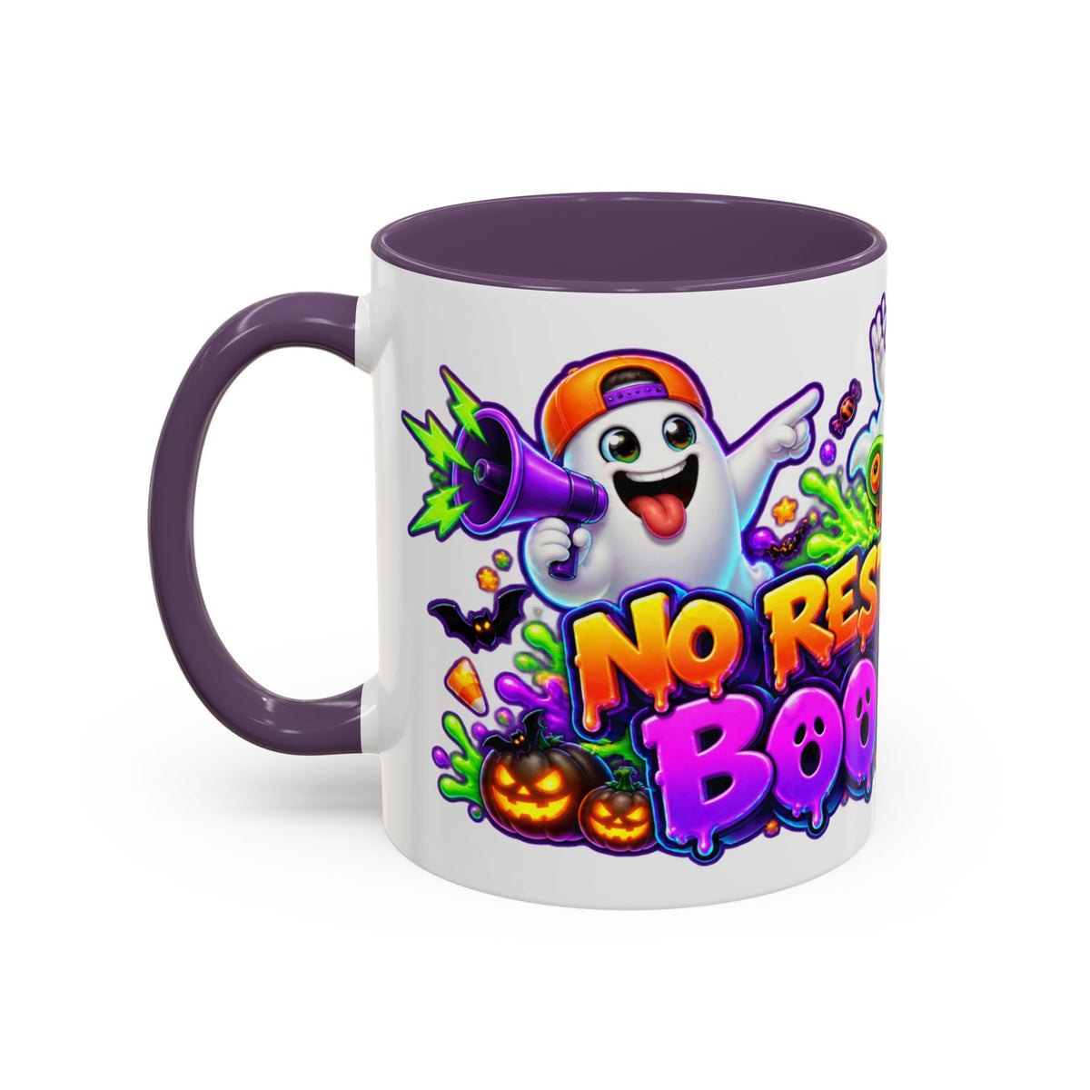 No Rest for the Boo Crew Crazy Ghosts Halloween White Mug