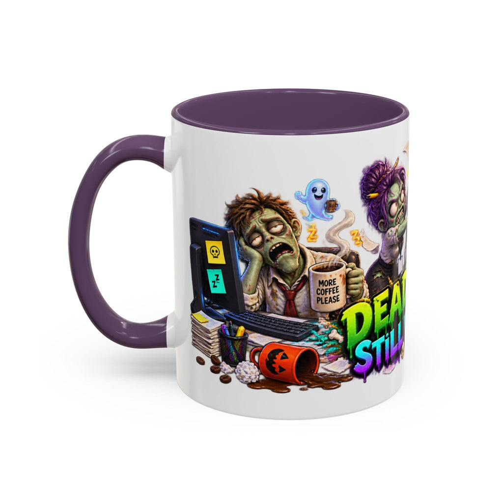 Dead Tired Still Working Zombie Office Halloween White Mug