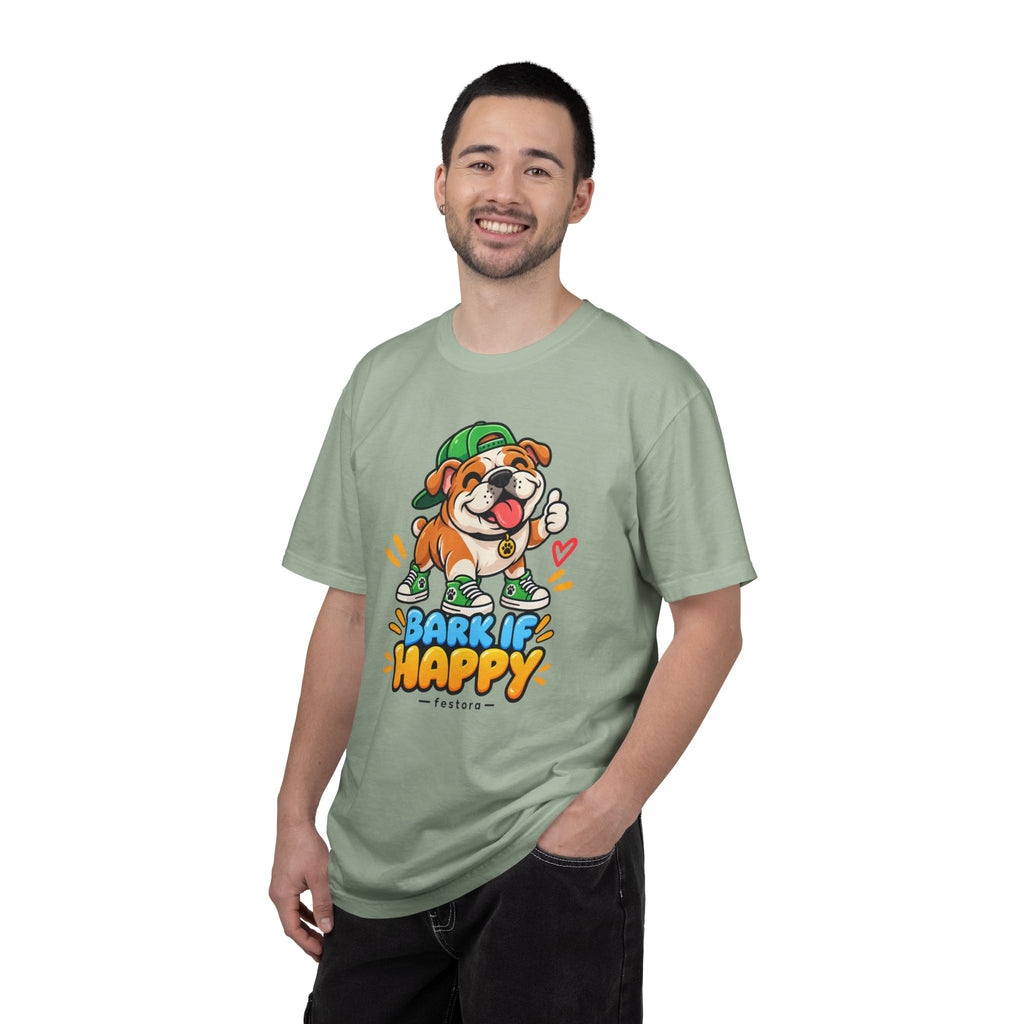 Bark If Happy – Cute Bulldog Graphic T-Shirt