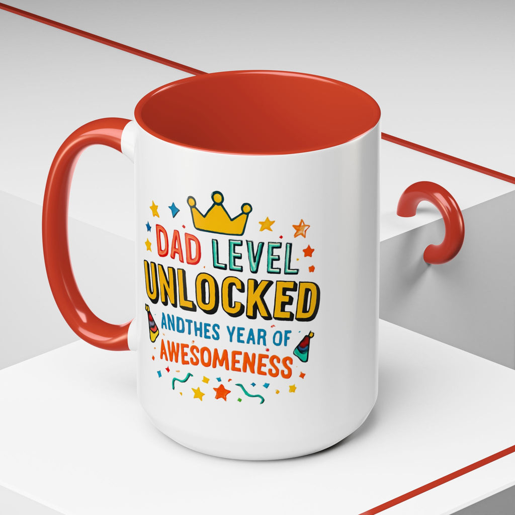 Dad Level Unlocked Coffee Mug – Funny Father’s Day 11/15oz Accent Mug