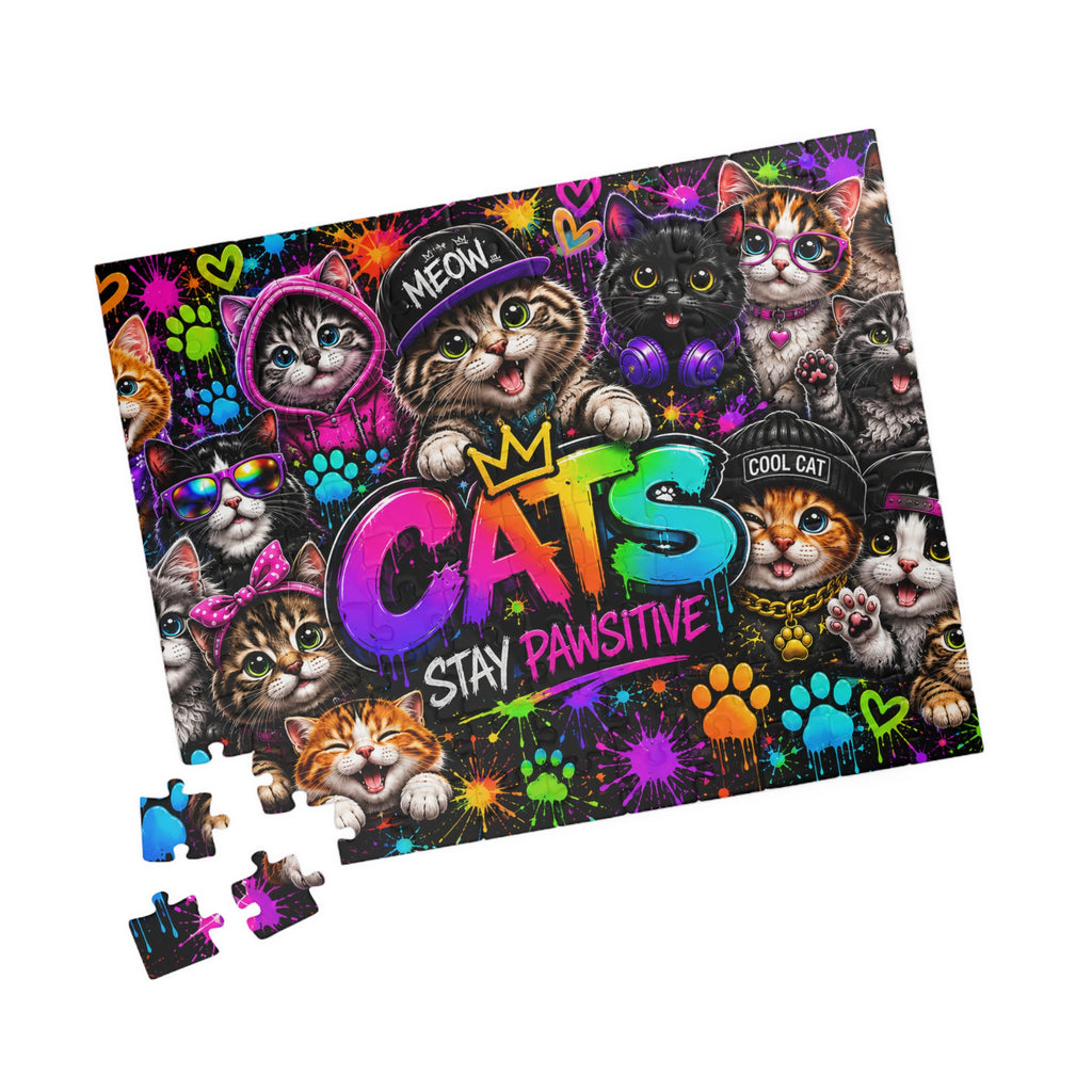 Cats Stay Pawsitive Jigsaw Puzzle — Colorful Cute Cat Collage (110/252)