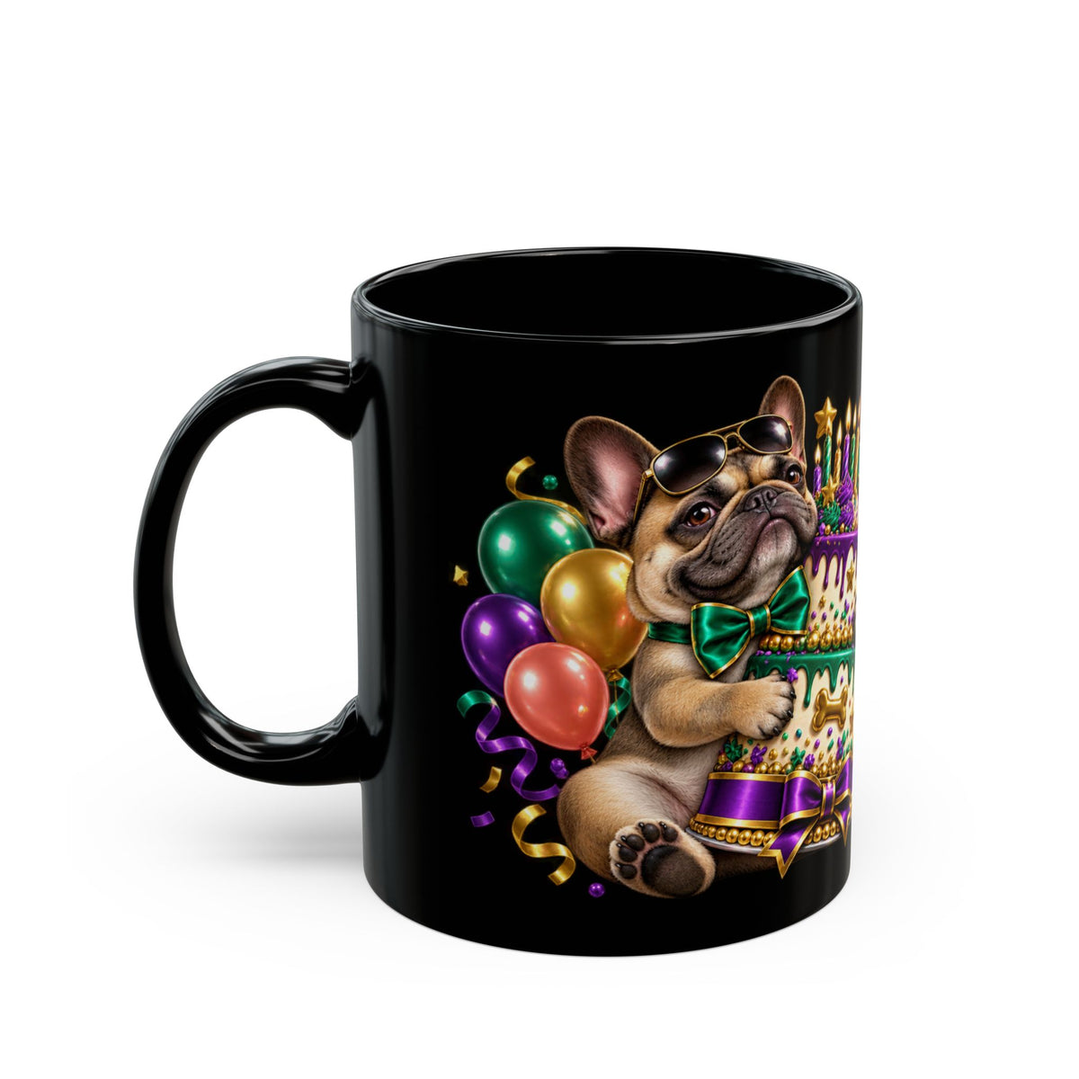 Built for Cake Born to Party French Bulldog Black Mug