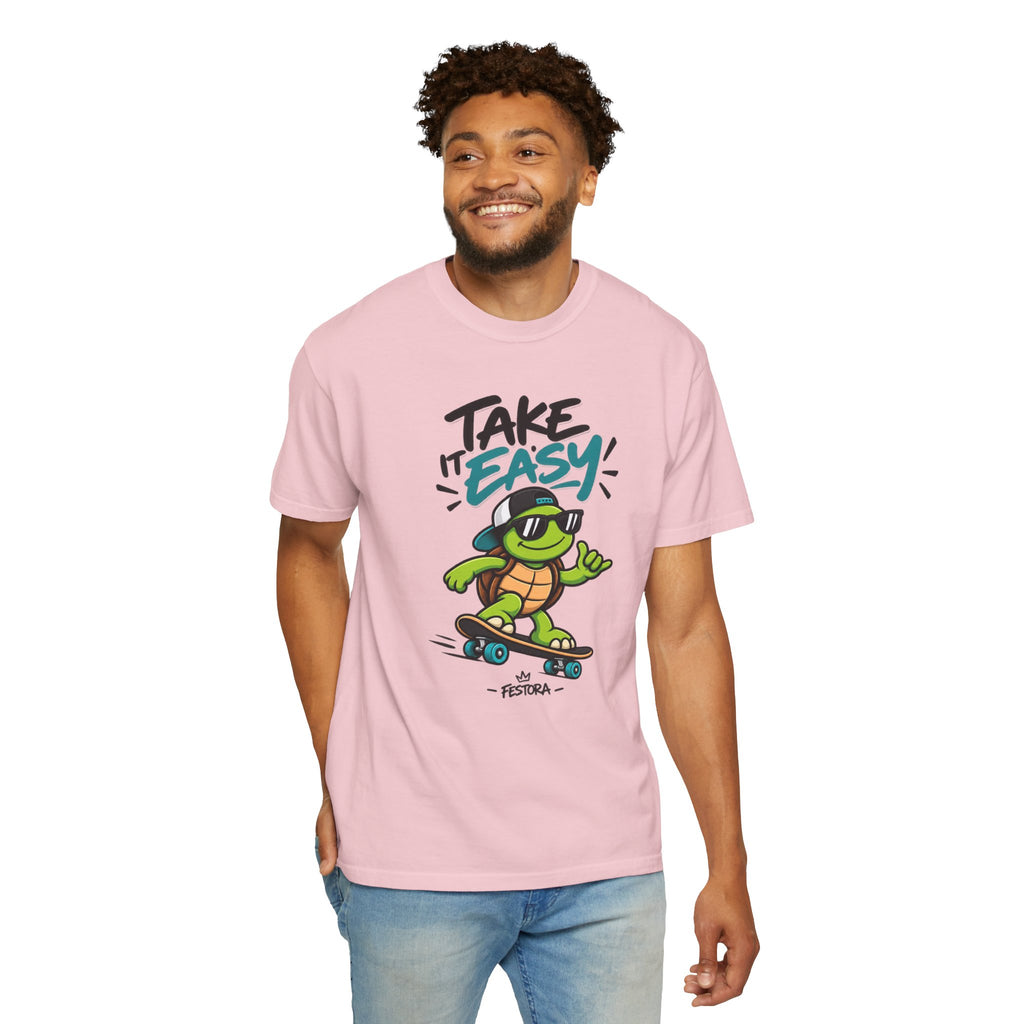 Take It Easy Skate Turtle Graphic T-Shirt | Festora Everyday