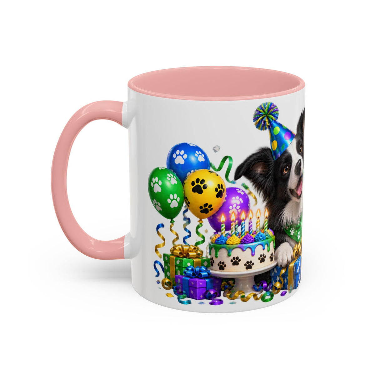 Herd the Crew Border Collie Birthday White Mug