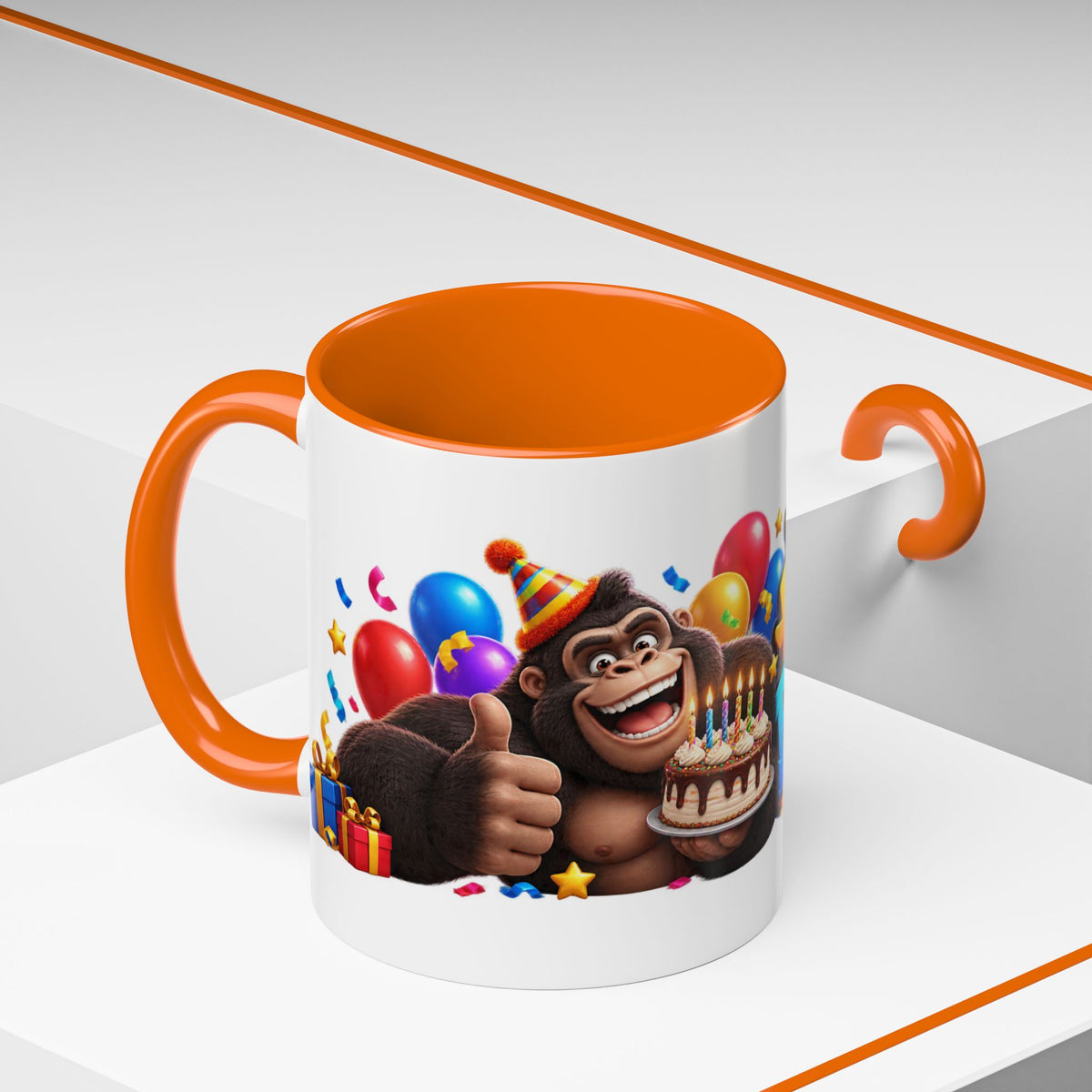 Gorilla Happy Birthday Mug - Colorful 3D Celebration Design