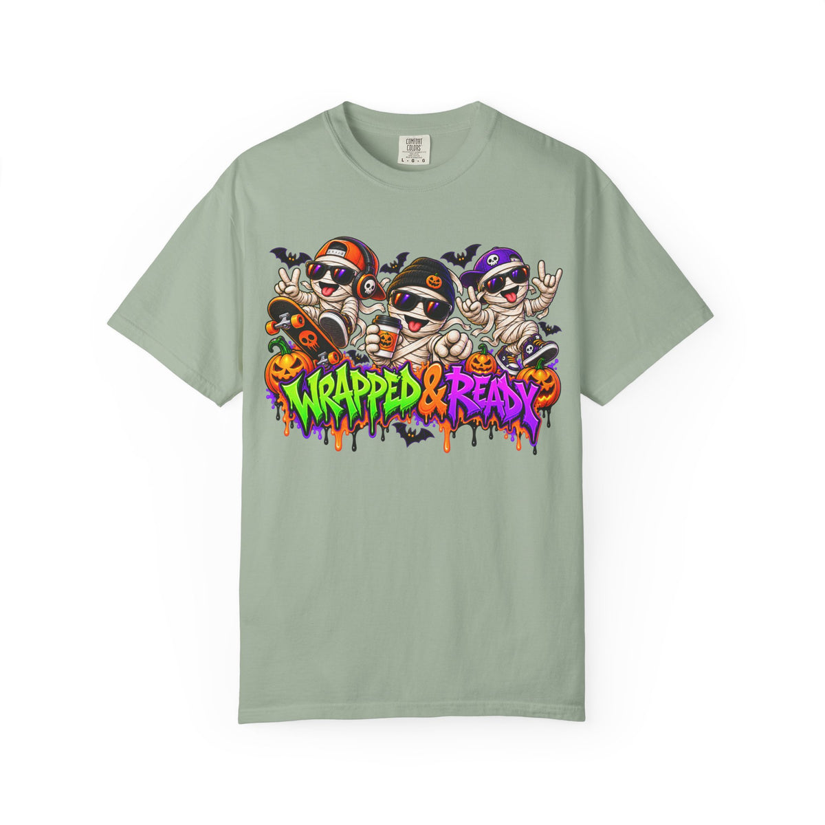 Wrapped & Ready – Halloween Mummy Crew Graphic T-Shirt