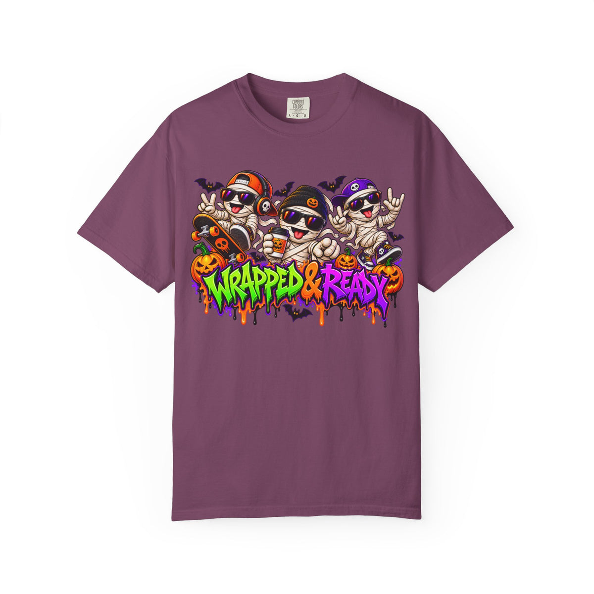 Wrapped & Ready – Halloween Mummy Crew Graphic T-Shirt