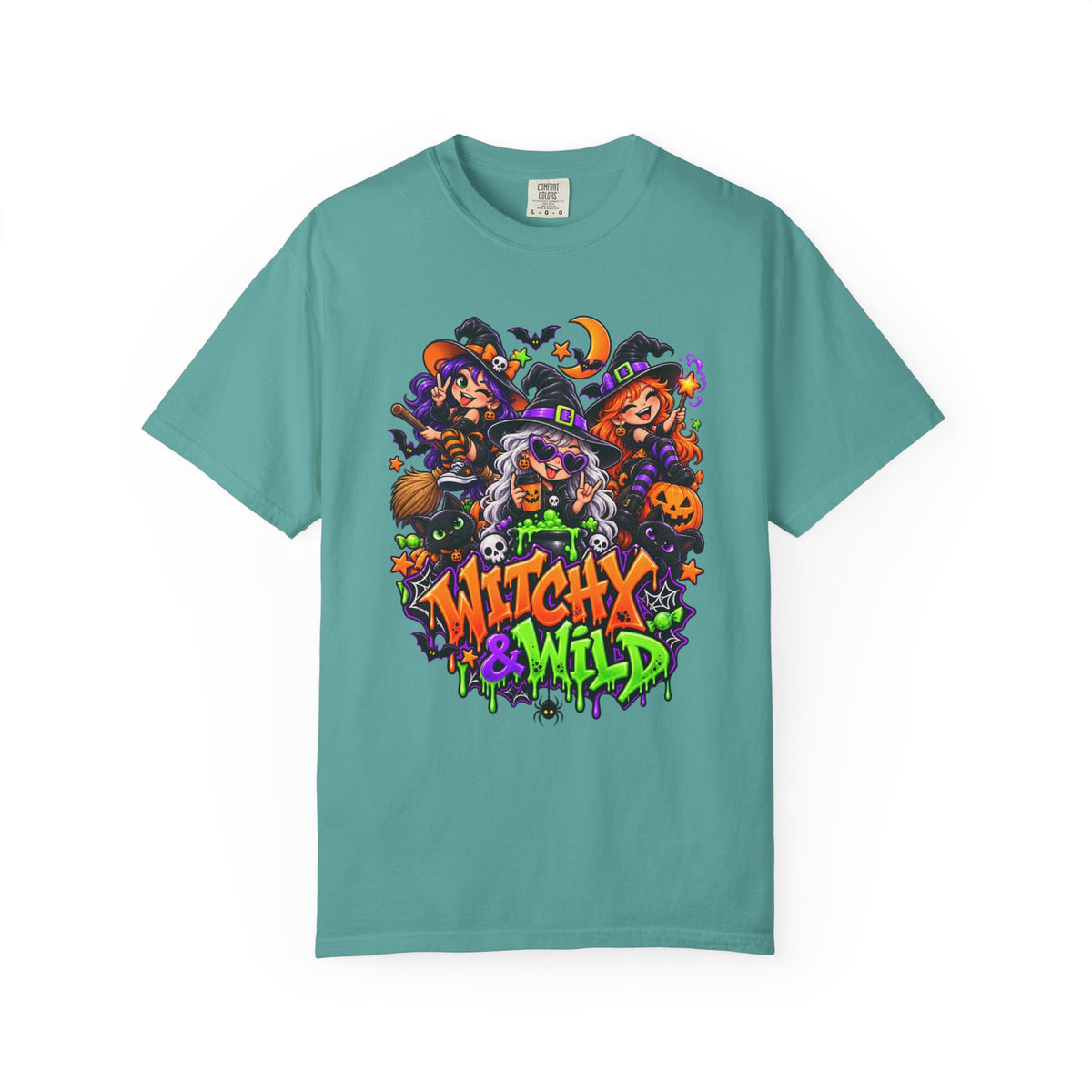 Witchy & Wild – Halloween Witch Crew Graphic T-Shirt