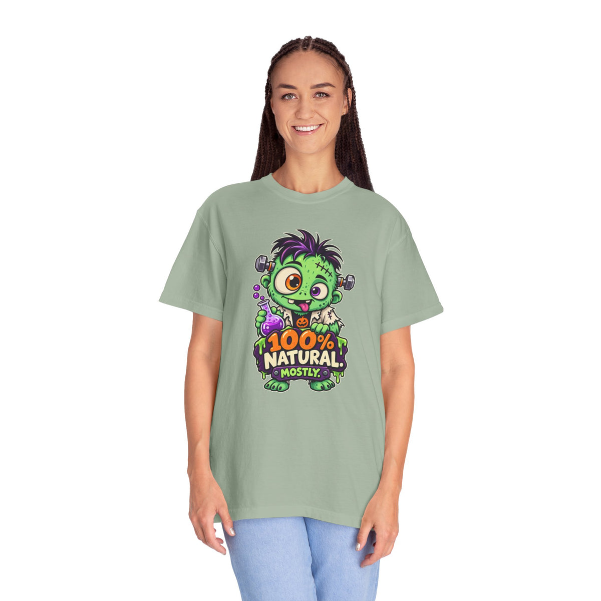 100% Natural. Mostly. – Cute Halloween Lab Monster T-Shirt