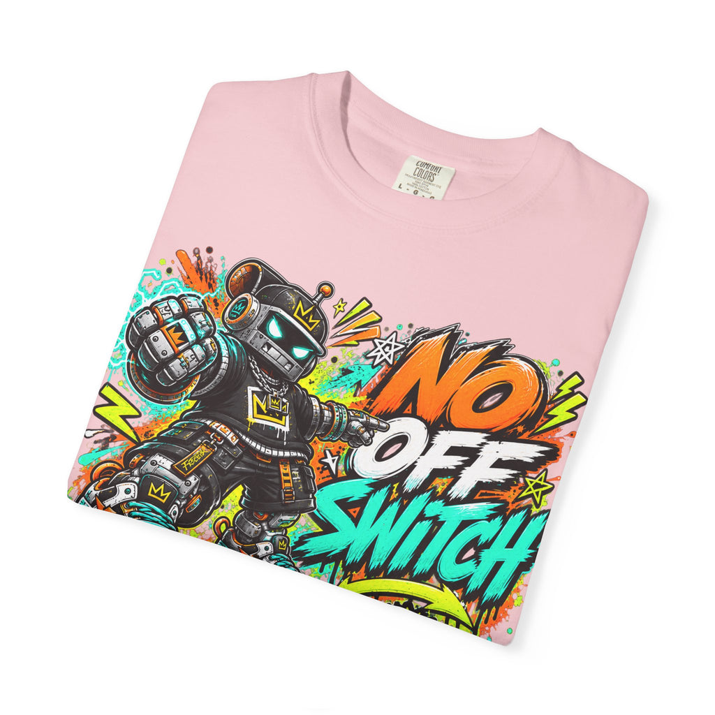 No Off Switch Robot Graphic T-Shirt — Bold Retro Streetwear Design