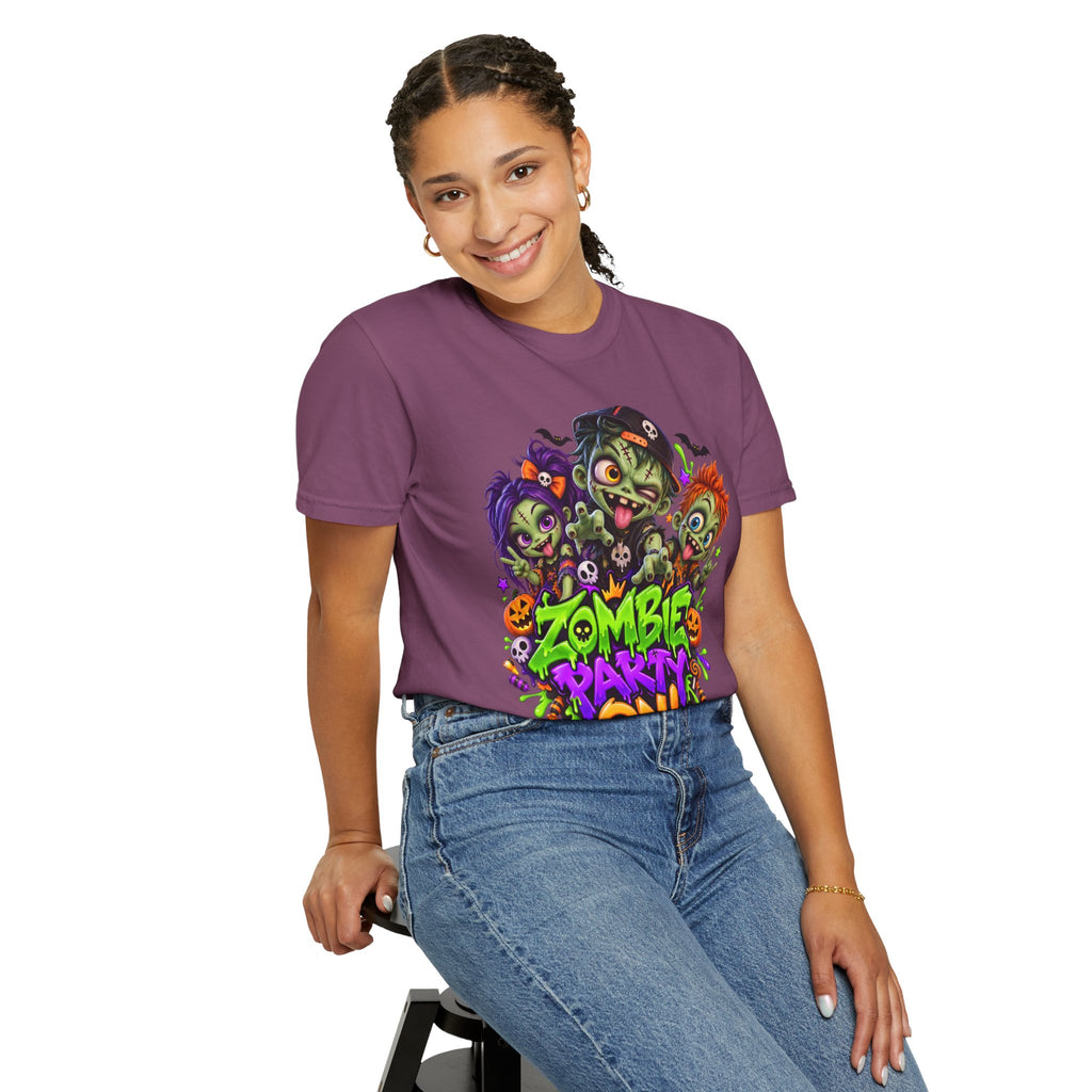 Zombie Party On! – Halloween Zombie Crew Graphic T-Shirt