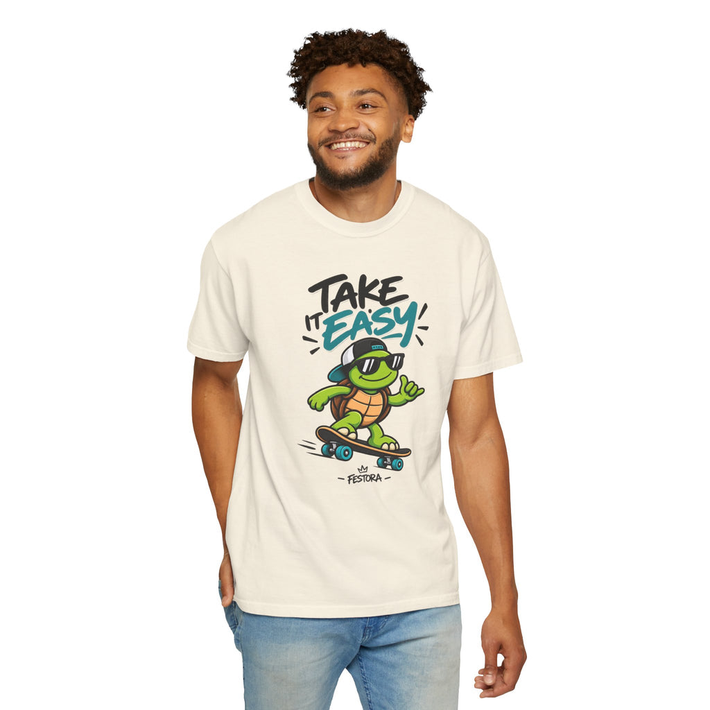 Take It Easy Skate Turtle Graphic T-Shirt | Festora Everyday