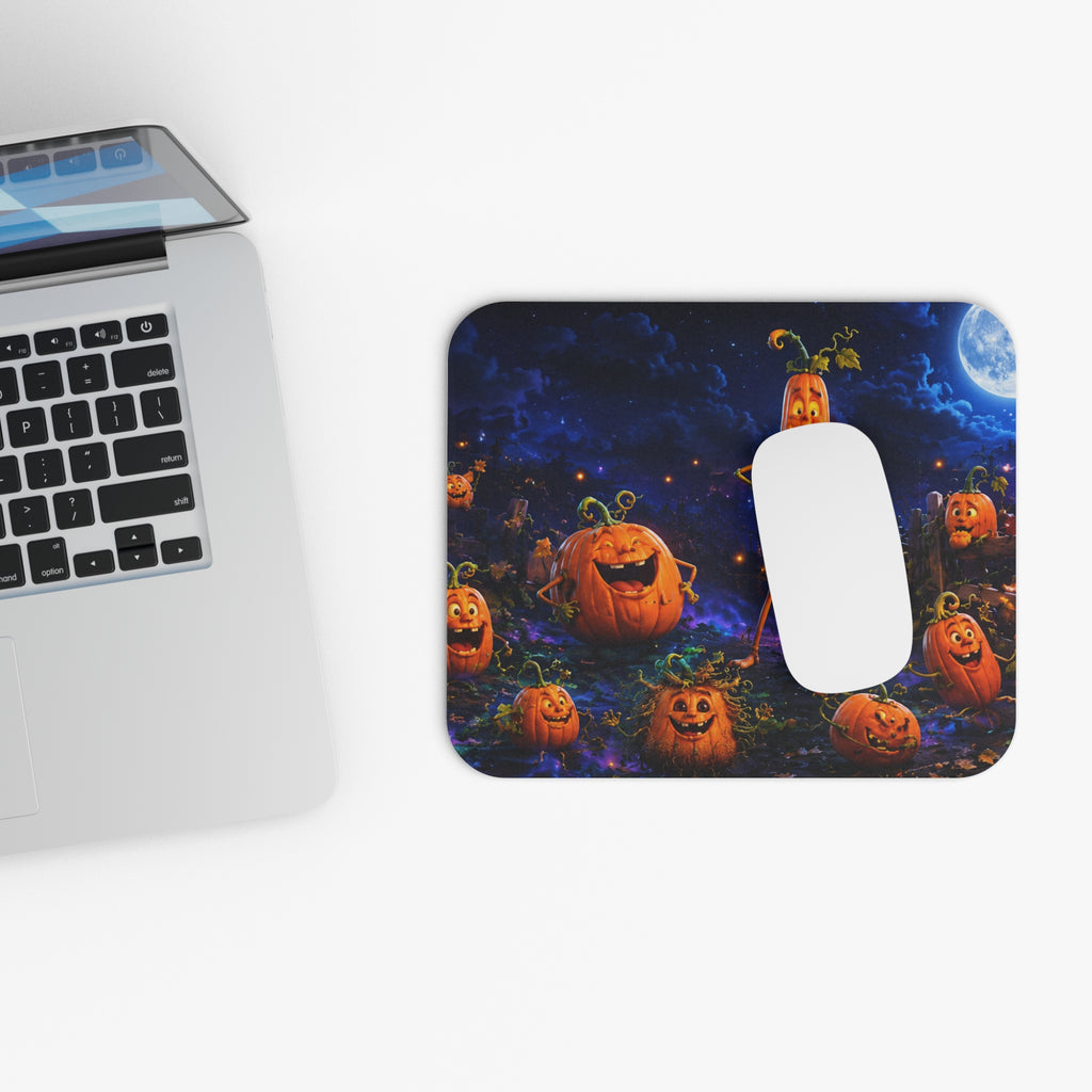 Halloween Pumpkin Patch Mouse Pad — Spooky Night Jack-o'-Lantern Design