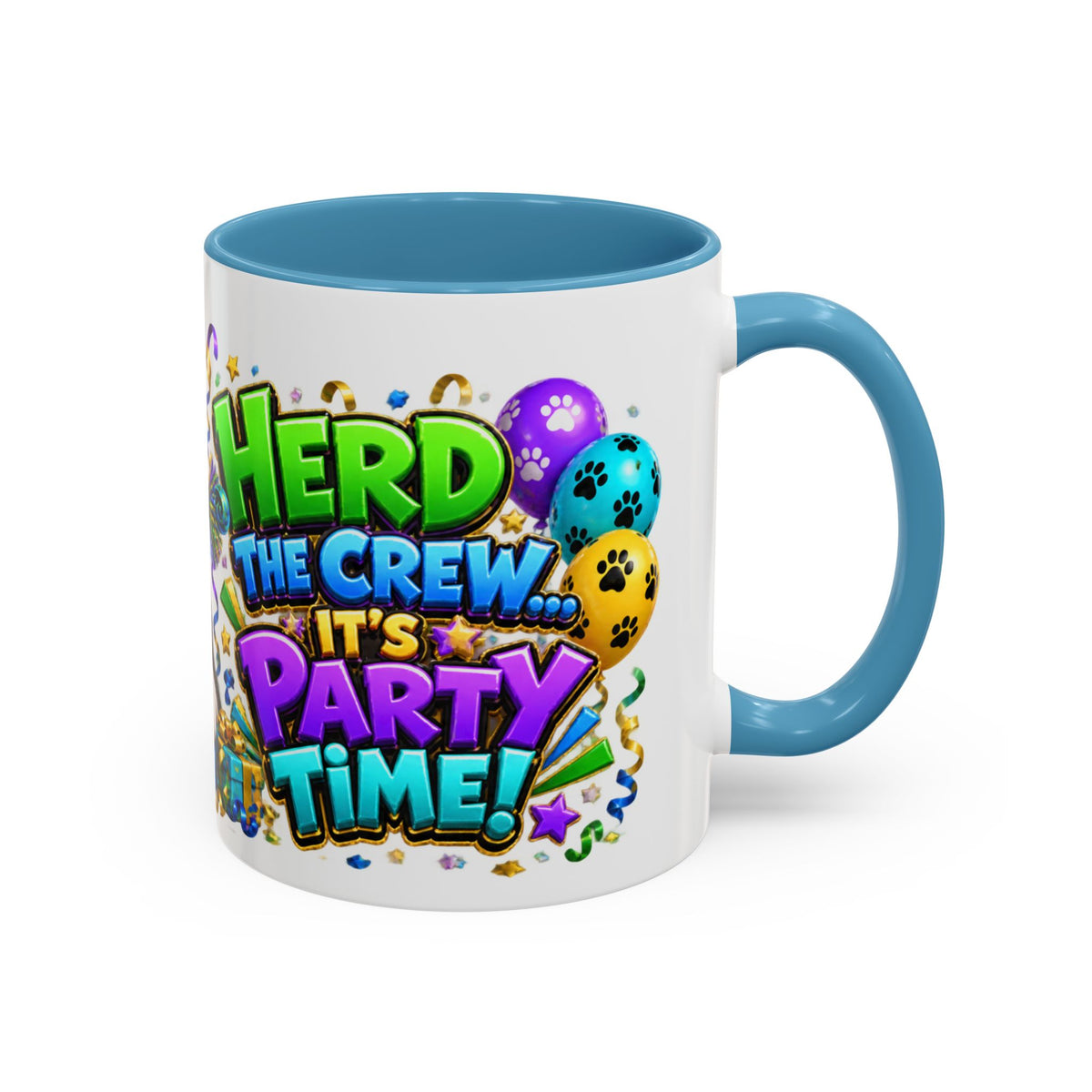Herd the Crew Border Collie Birthday White Mug