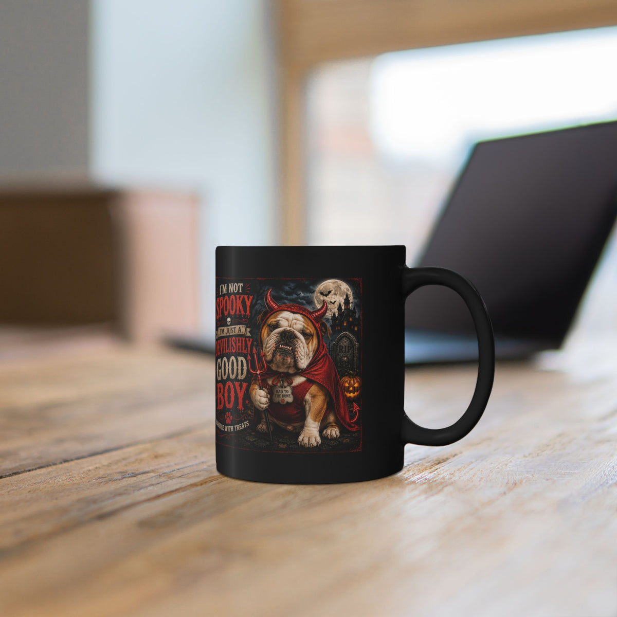 Halloween Bulldog Mug — "I'm Not Spooky, I'm Just A Little Devilishly Good Boy"