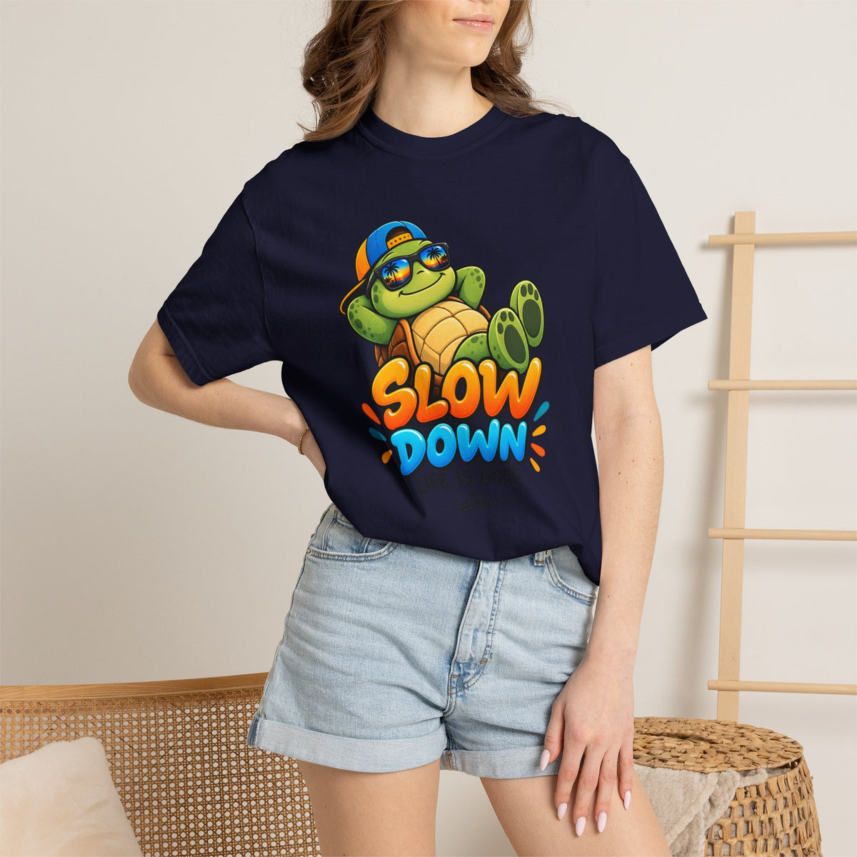Slow Down, Life Is Good – Turtle Graphic T-Shirt | Festora Everyday