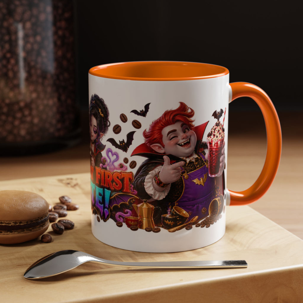 Love at First Bite Vampire Barista Halloween White Mug