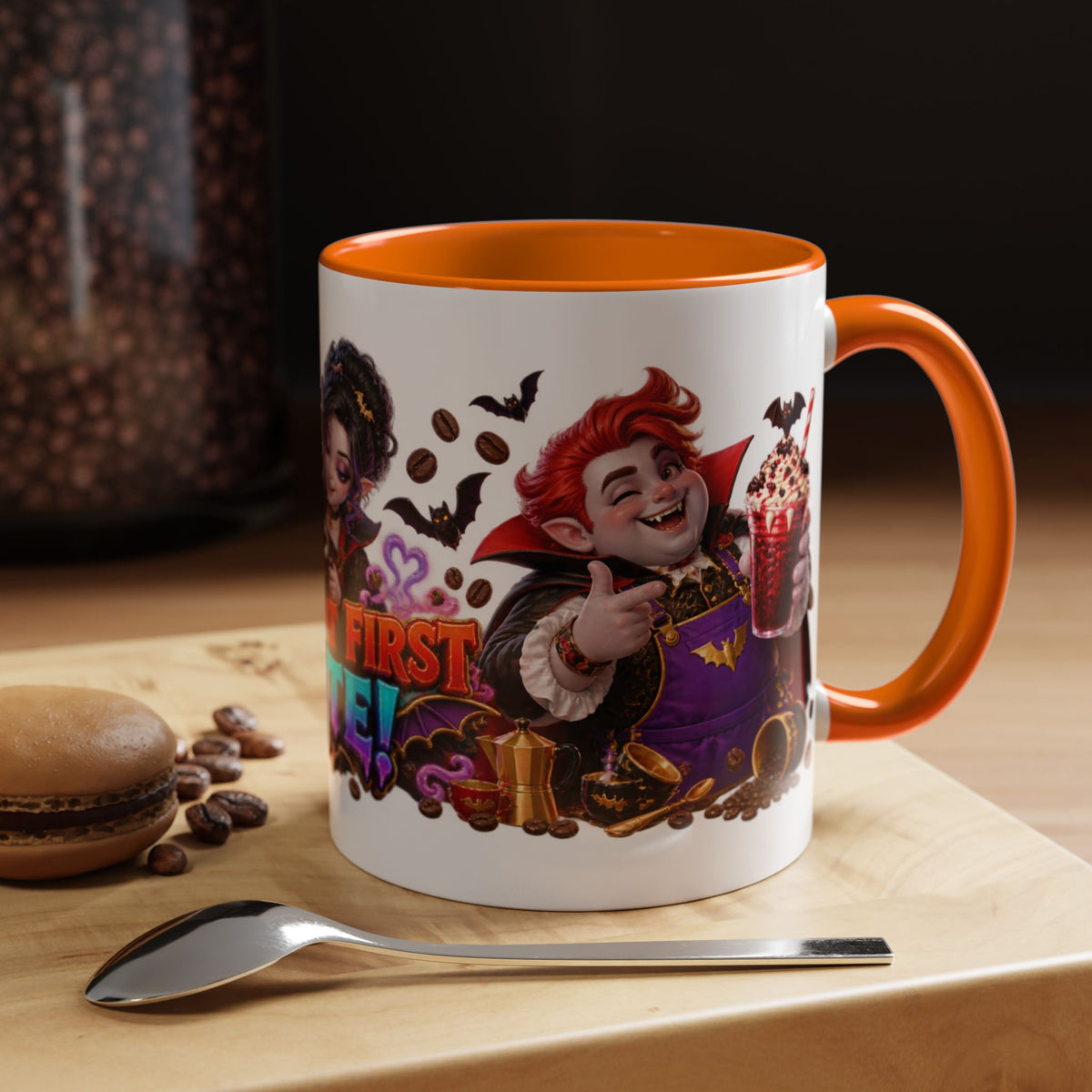 Love at First Bite Vampire Barista Halloween White Mug