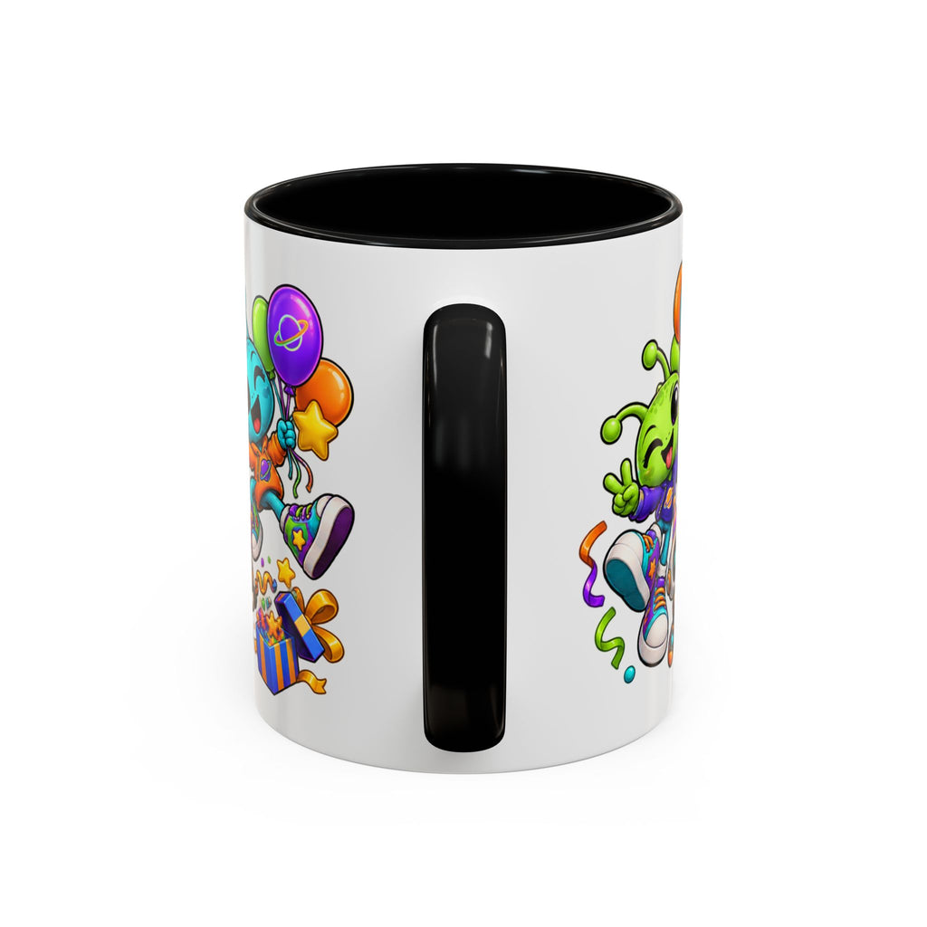 Happy Birthday Alien Mug – Colorful Space Party Cup with Cute Aliens & Robots